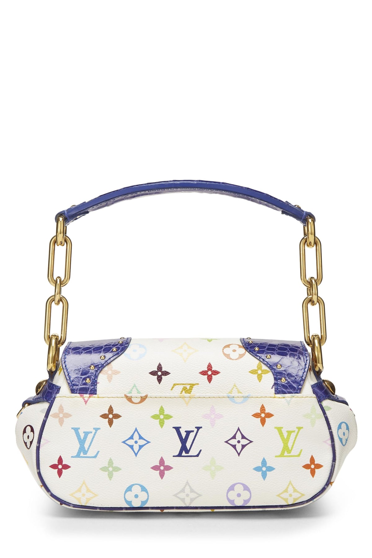 Louis Vuitton,  Takashi Murakami x Louis Vuitton White Monogram Multicolore Croc Marilyn, Blue
