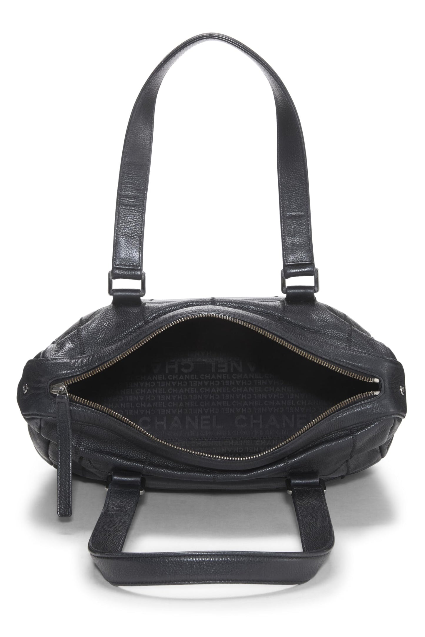 Chanel,  Black Calfskin Chocolate Bar Tote, Black