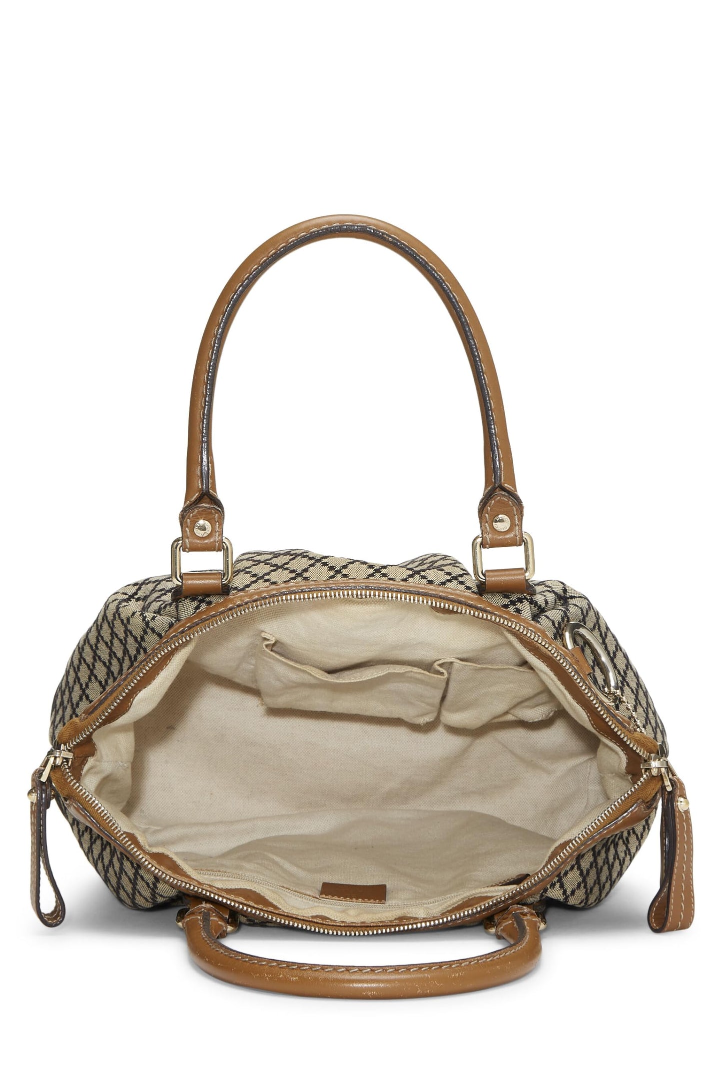 Gucci, Brown Diamante Canvas Zip Sukey Large, Brown