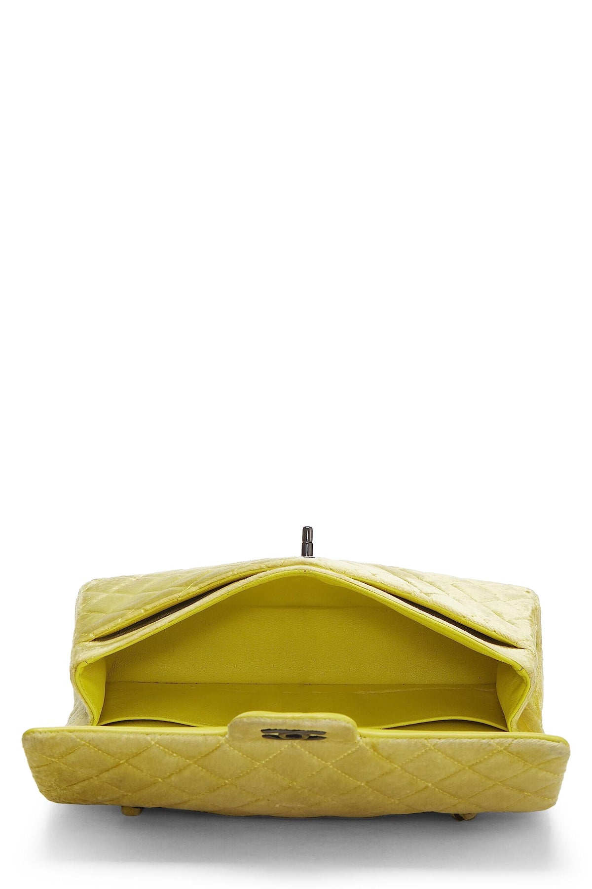 Chanel,  Yellow Quilted Velvet Classic Double Flap Small, Yellow