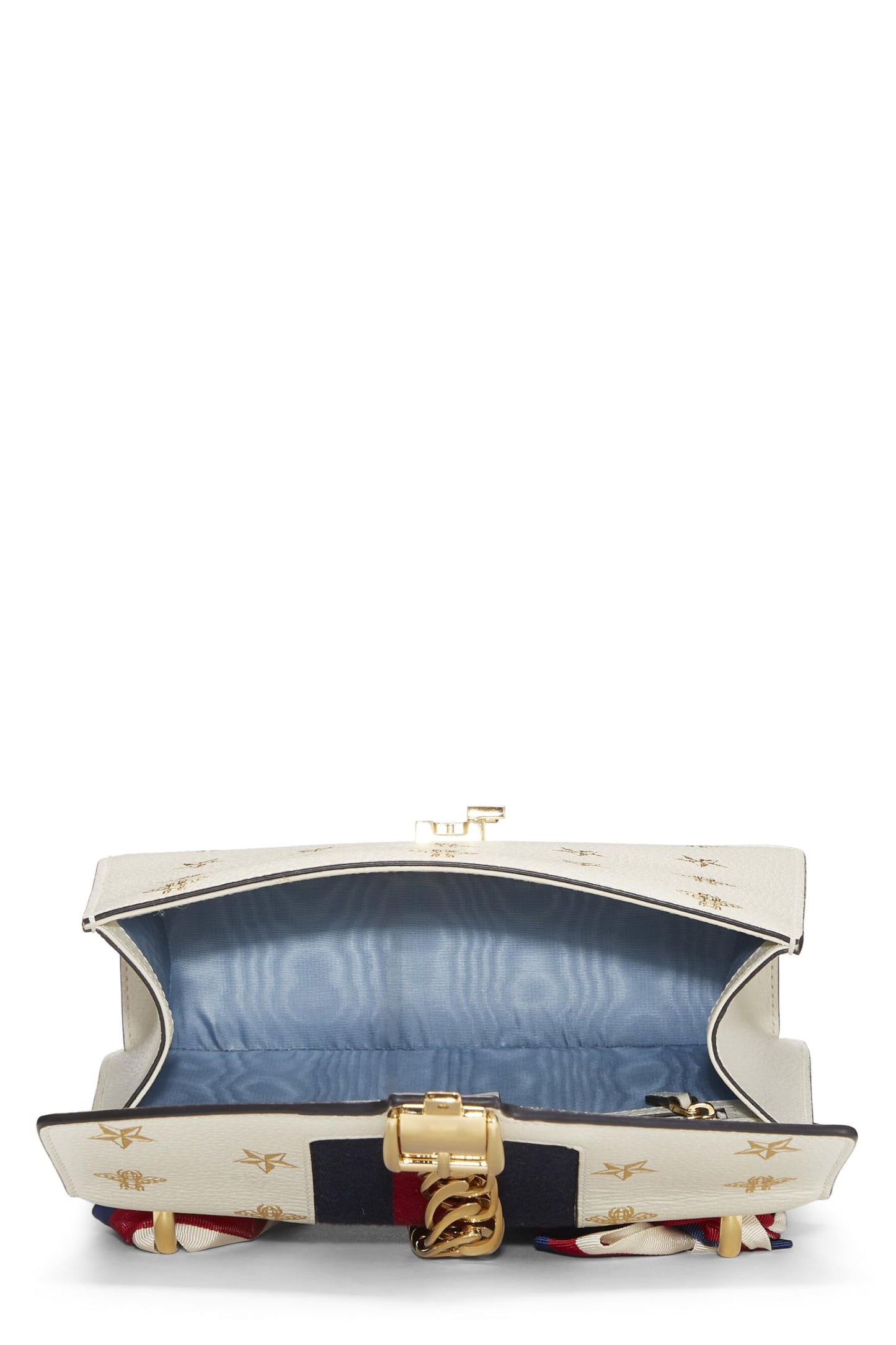 Gucci, Cream Bee & Star Leather Sylvie Shoulder Bag Small, White
