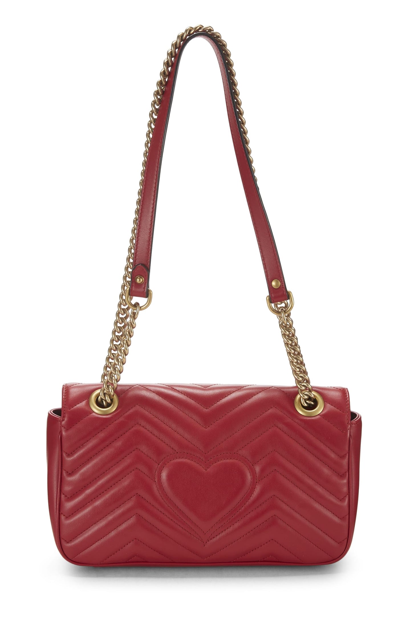 Gucci, Red Leather GG Marmont Shoulder Bag Small, Red