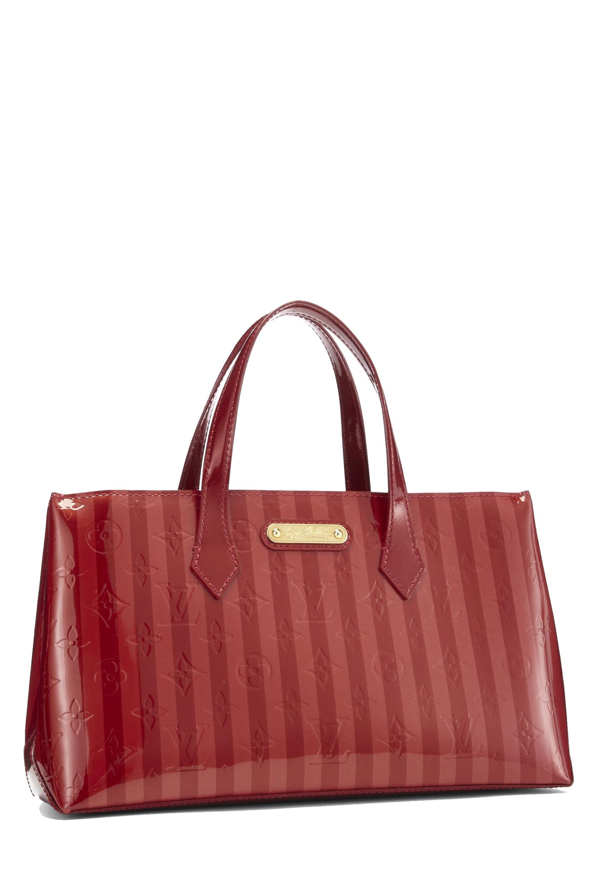 Louis Vuitton,  Red Monogram Vernis Rayures Wilshire PM, Red