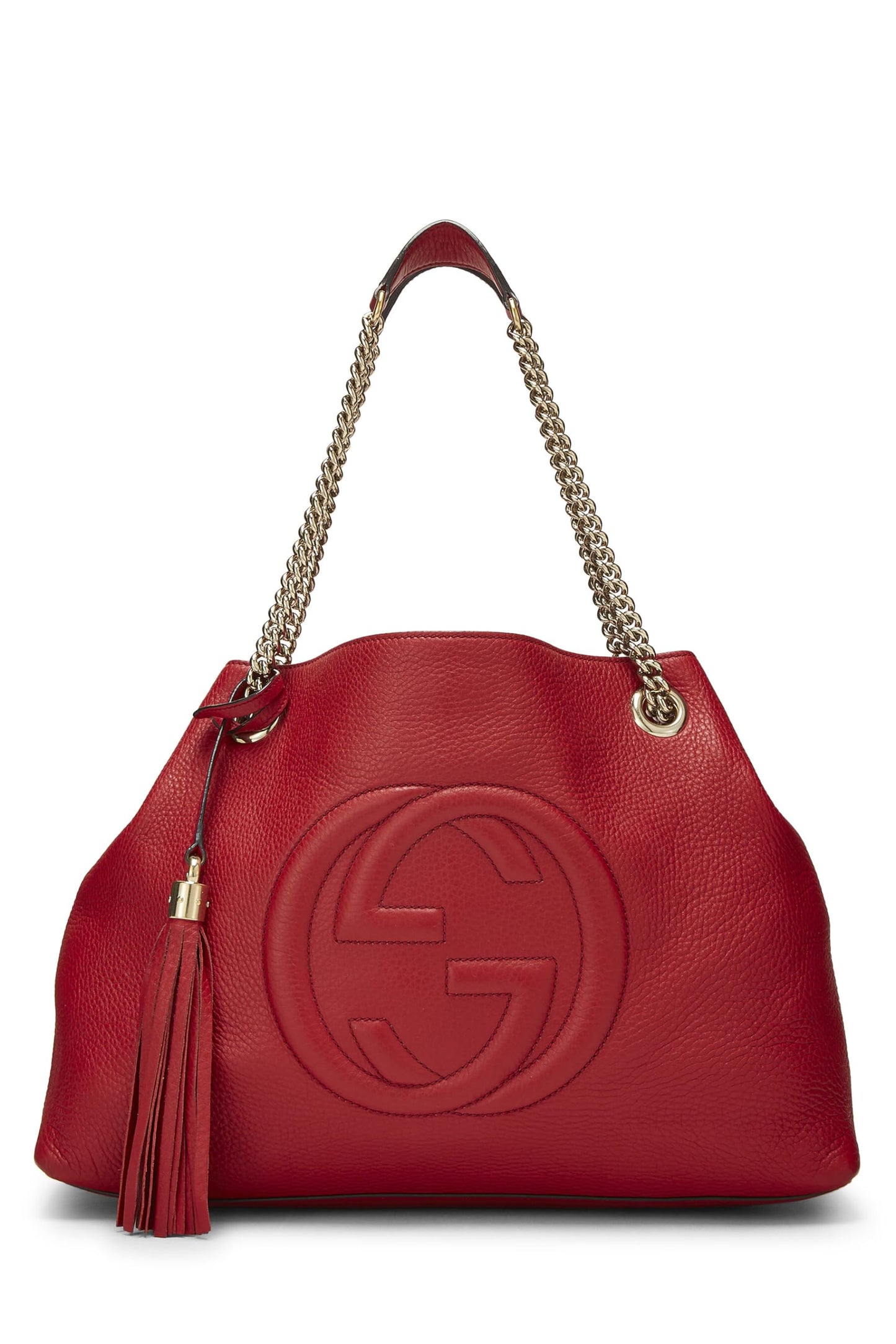 Gucci, Red Leather Soho Chain Tote, Red