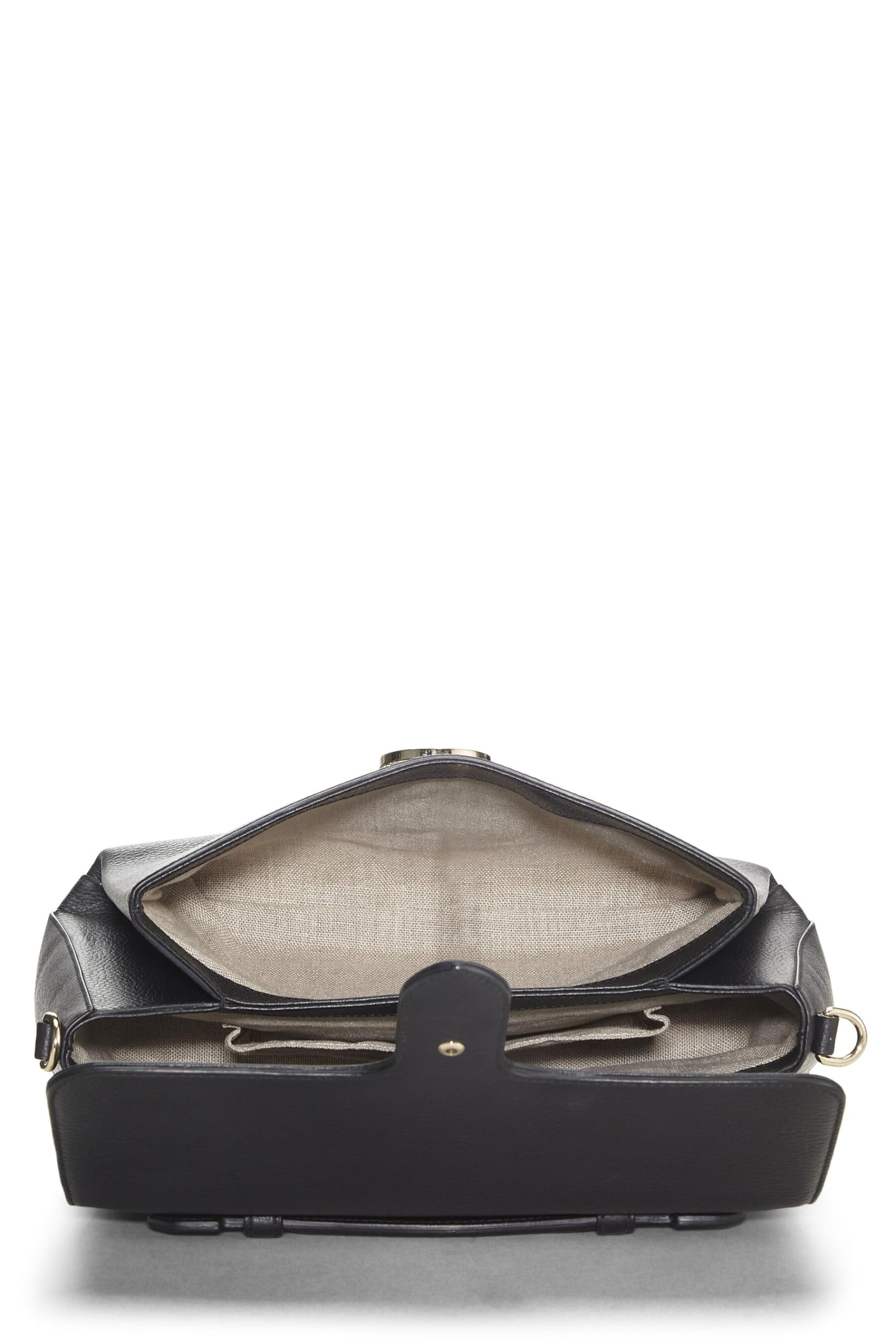 Gucci, Black Leather Interlocking Handle Bag Large, Black
