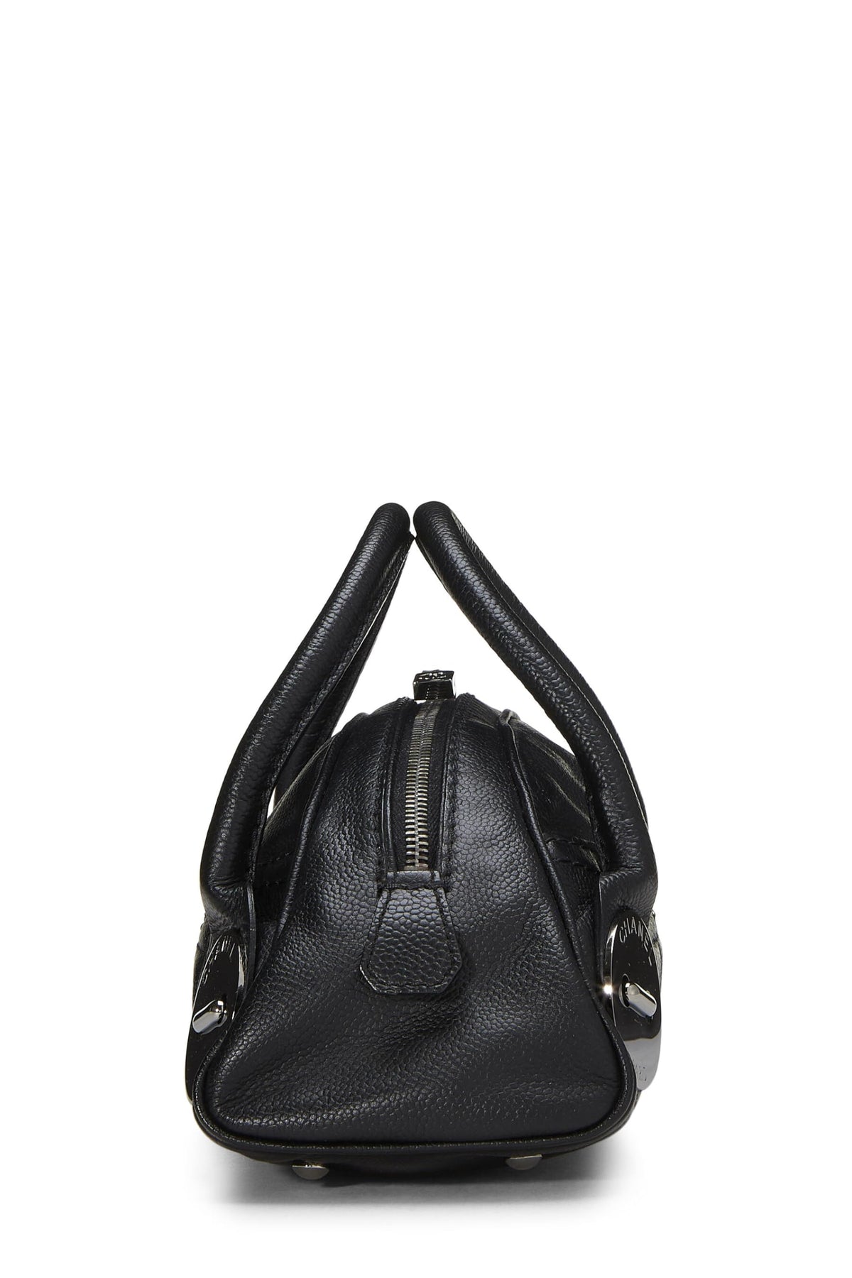 Chanel,  Black Leather Button Dome Satchel, Black