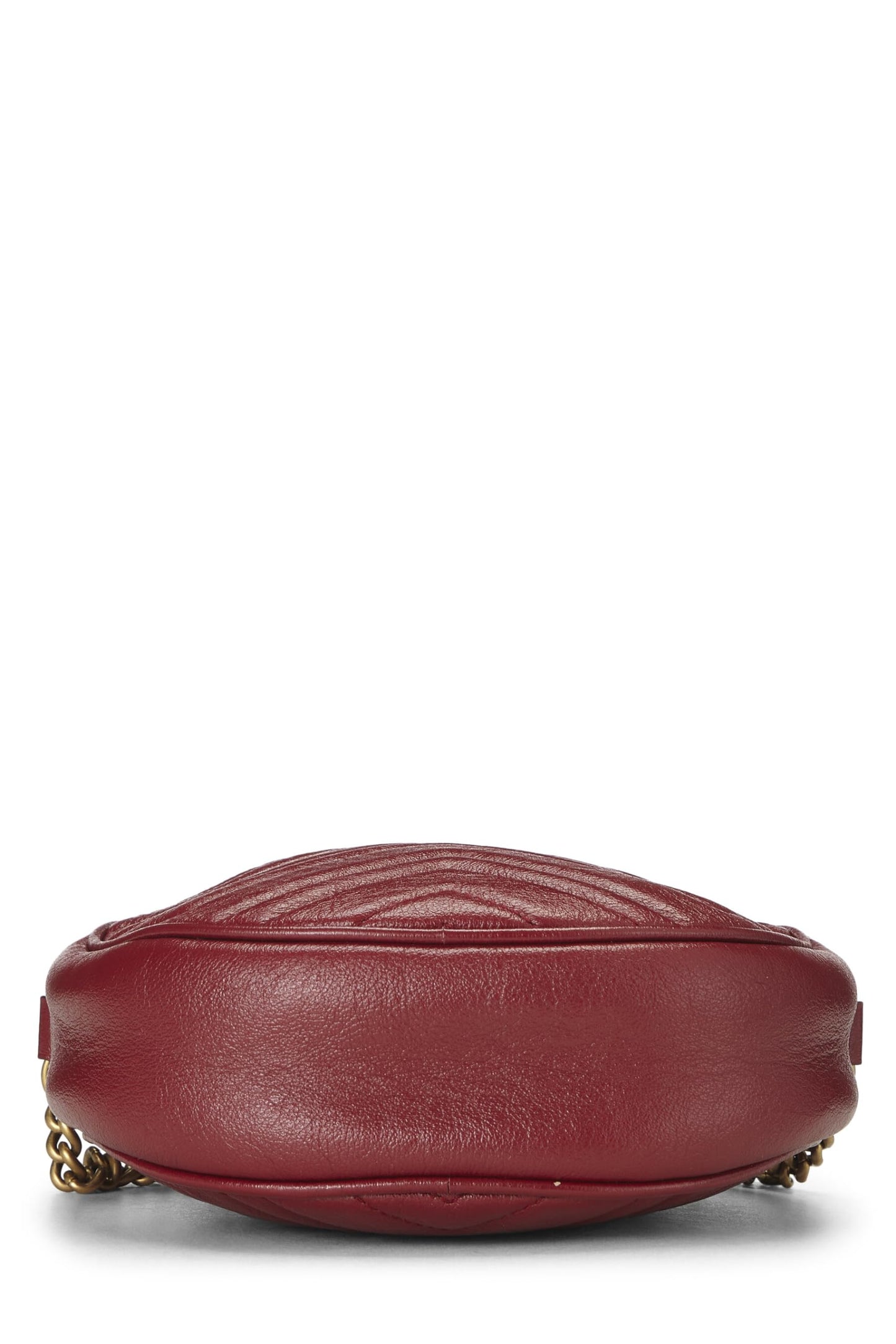 Gucci, Red Leather GG Marmont Round Shoulder Bag Mini, Red