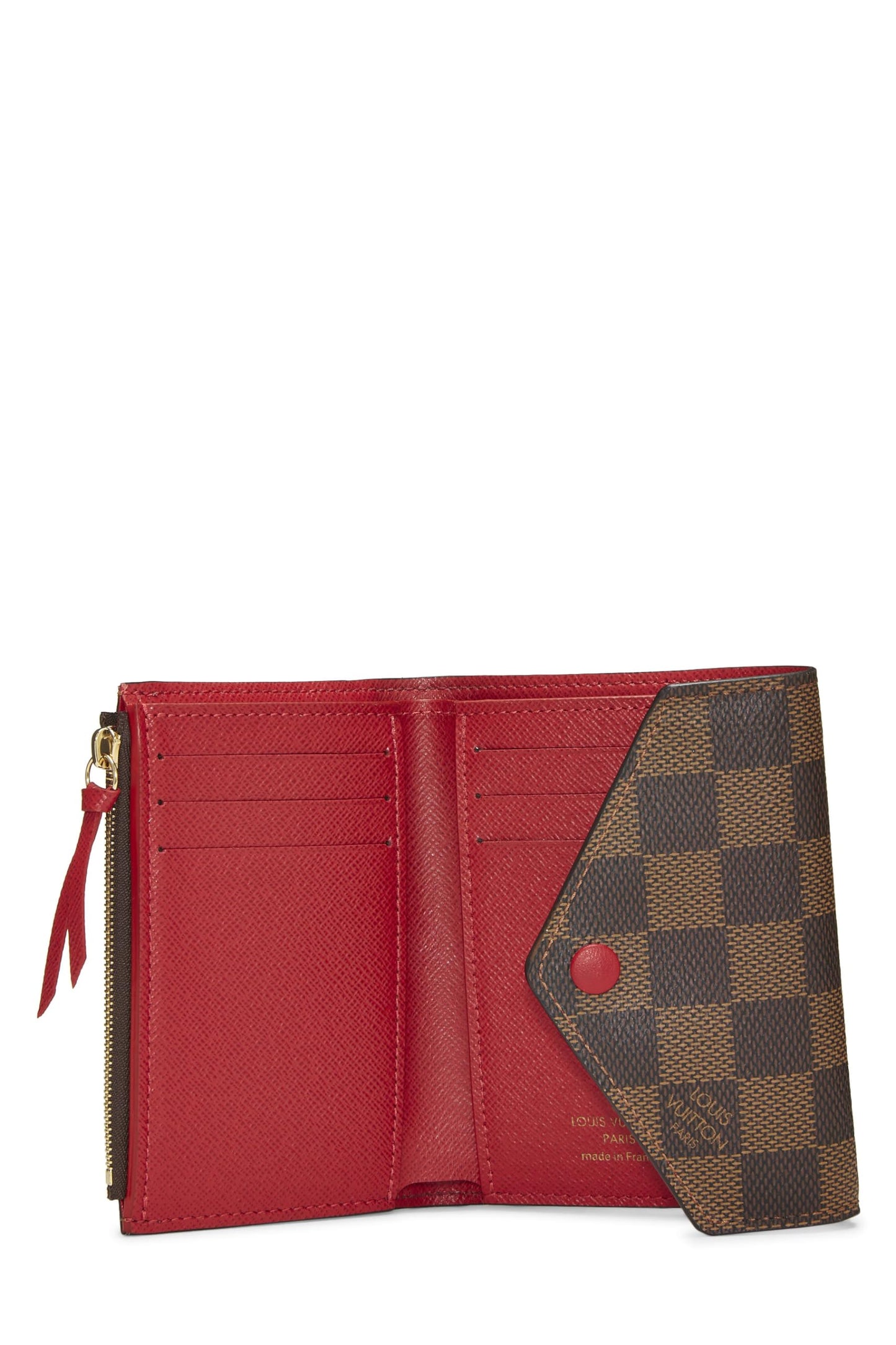 Louis Vuitton,  Red Damier Ebene Victorine Wallet, Red