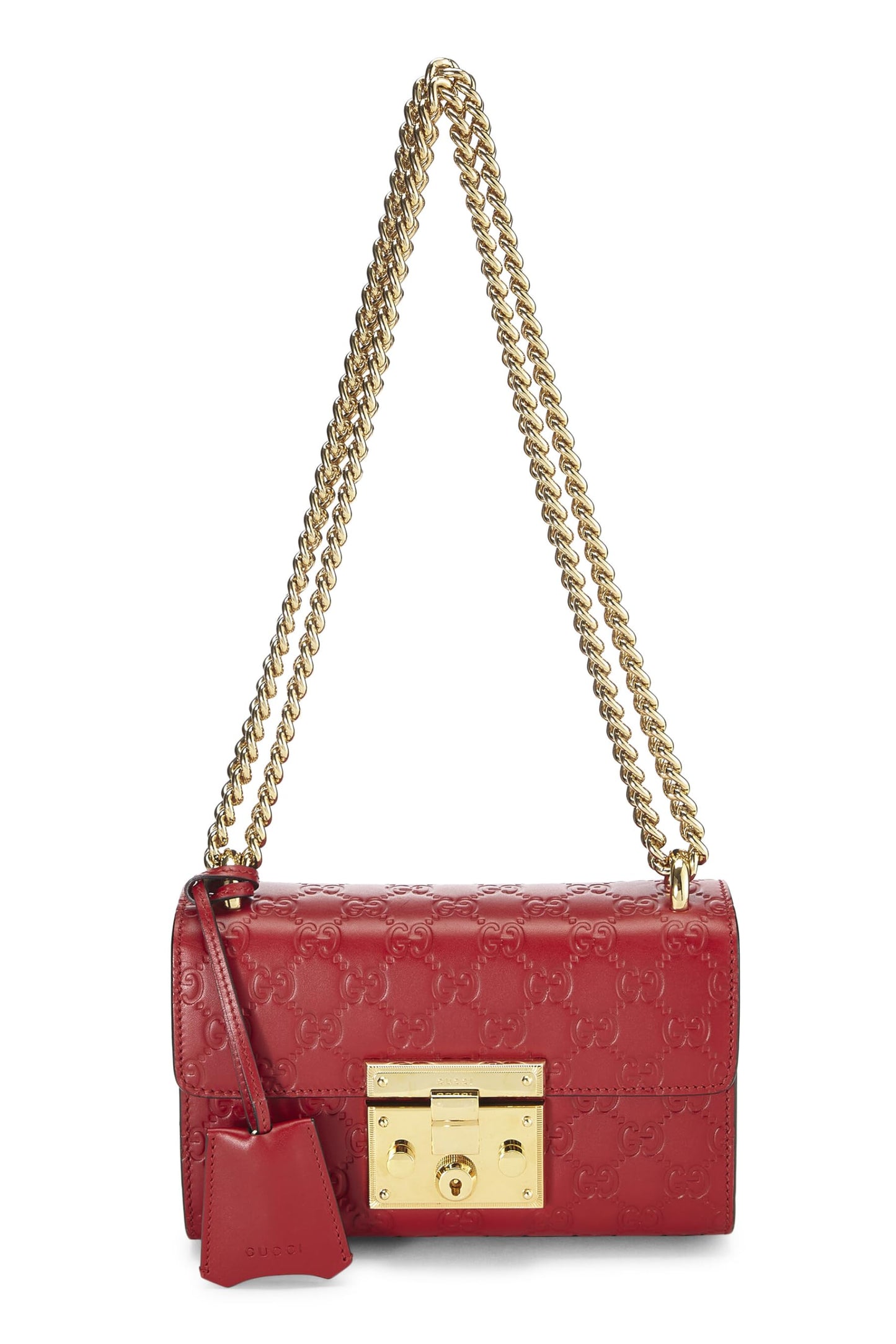 Gucci, Red Guccissima Leather Padlock Bag Small, Red