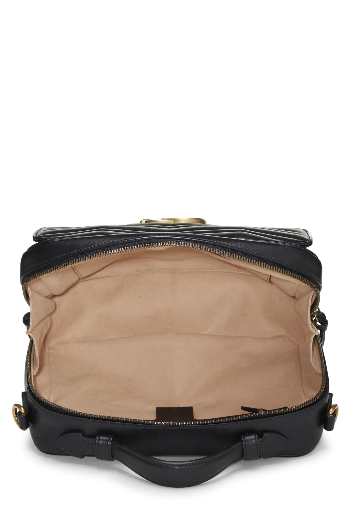 Gucci, Black Leather GG Marmont Top Handle Shoulder Bag Small, Black