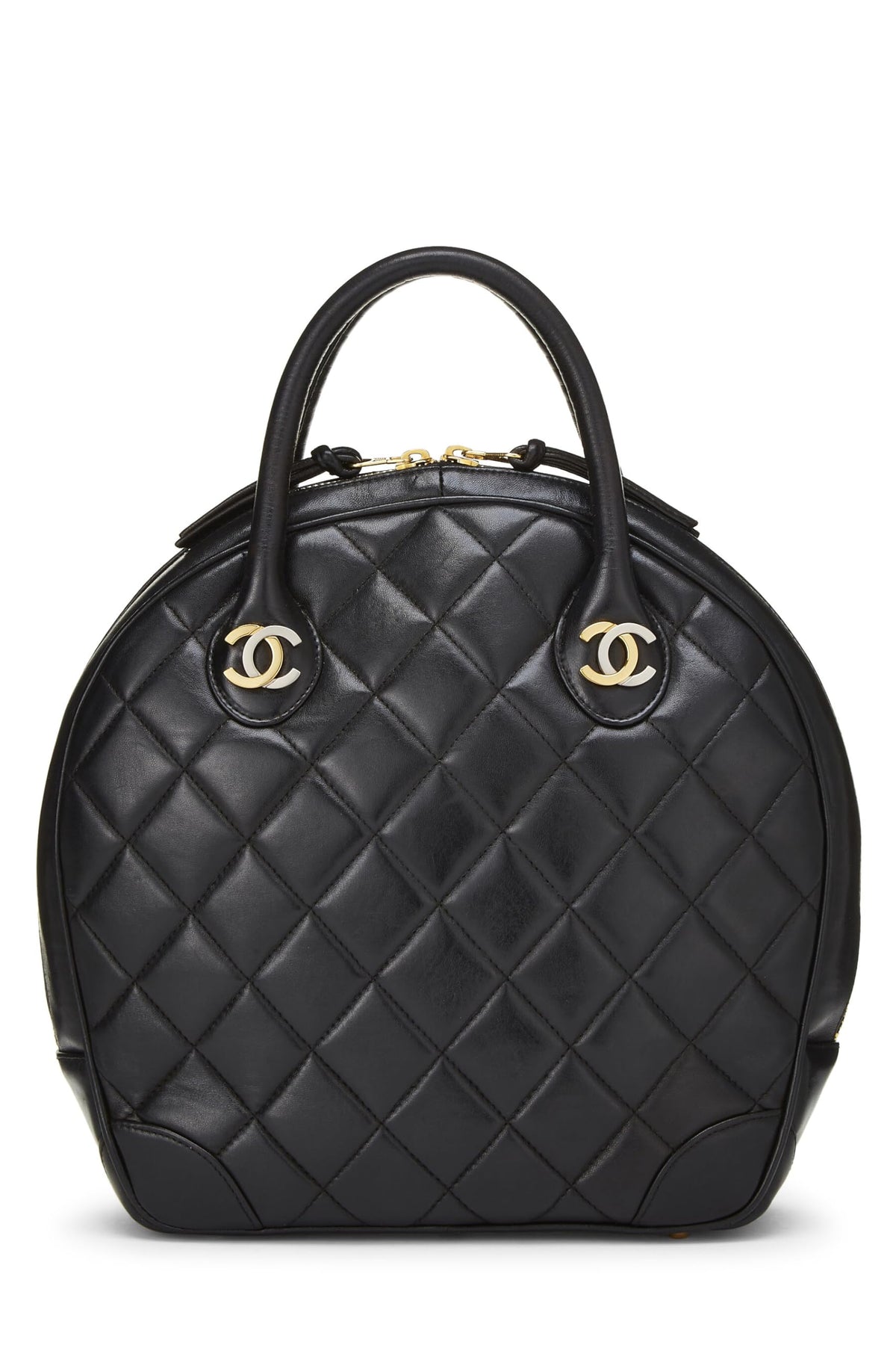 Chanel,  Black Quilted Lambskin Paris Limited Bowler Small, Black