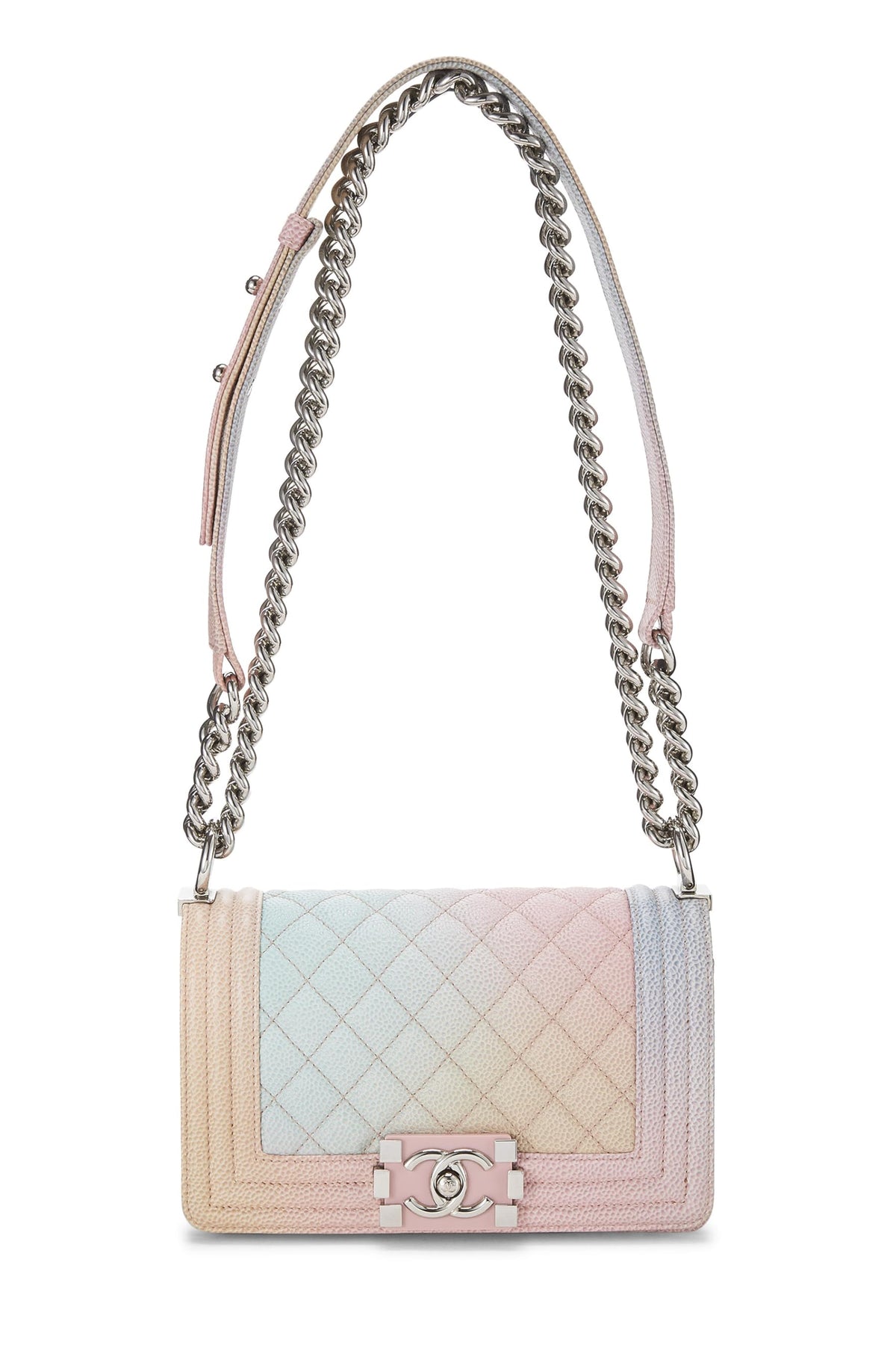 Chanel,  Rainbow Quilted Caviar Boy Bag Small, Multi
