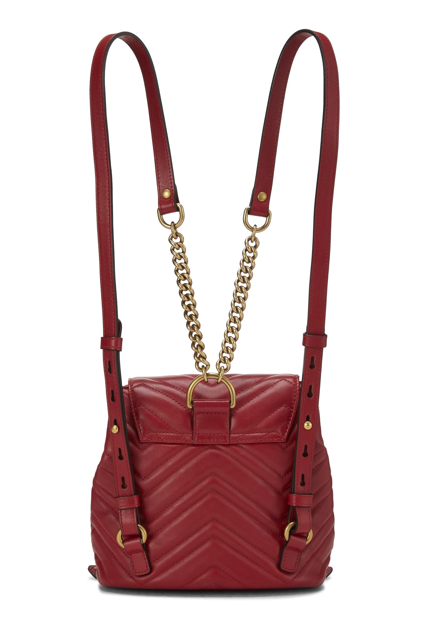 Gucci, Red Leather GG Marmont Backpack Small, Red