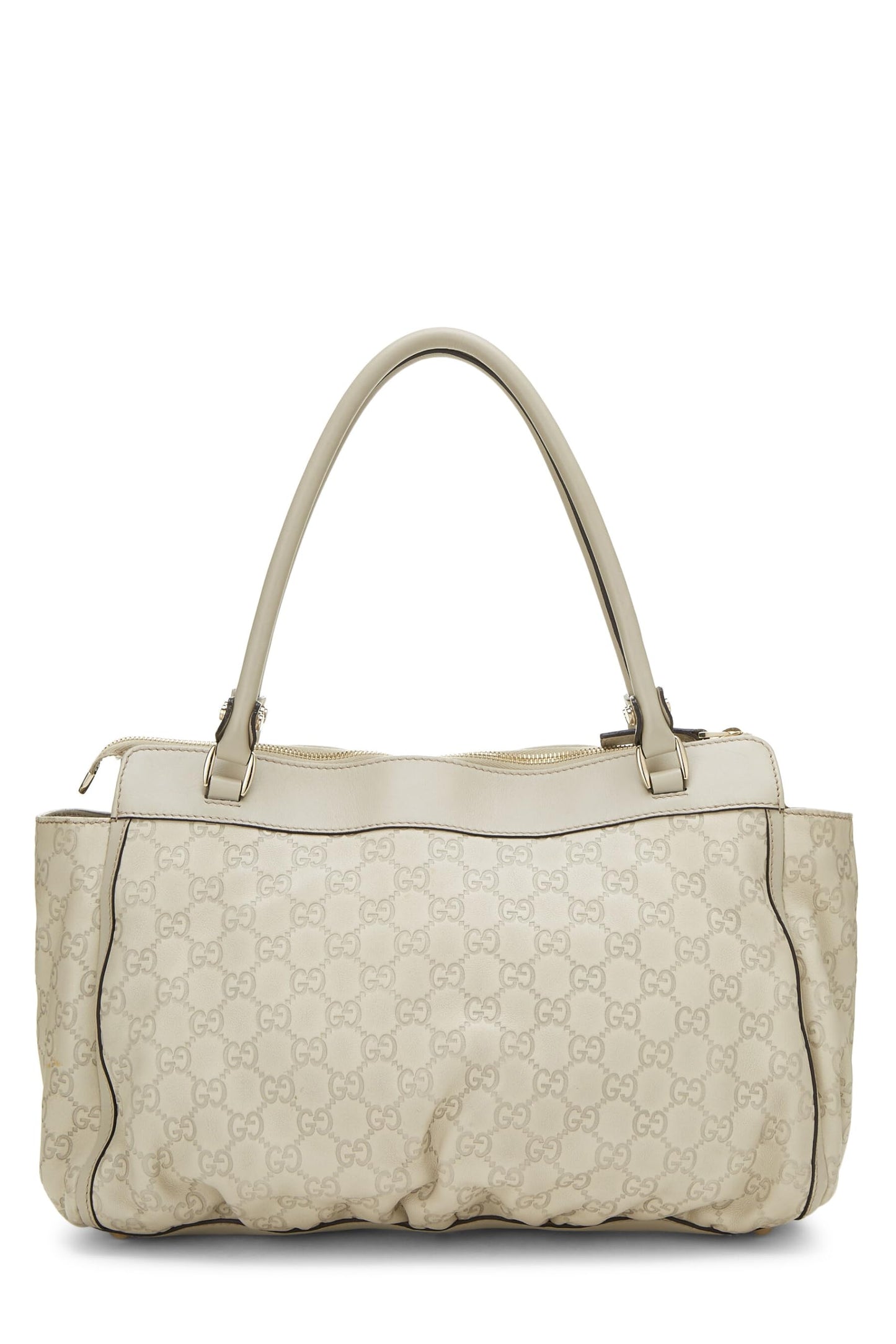 Gucci, White Guccissima D-Ring Abbey Zip Tote, White