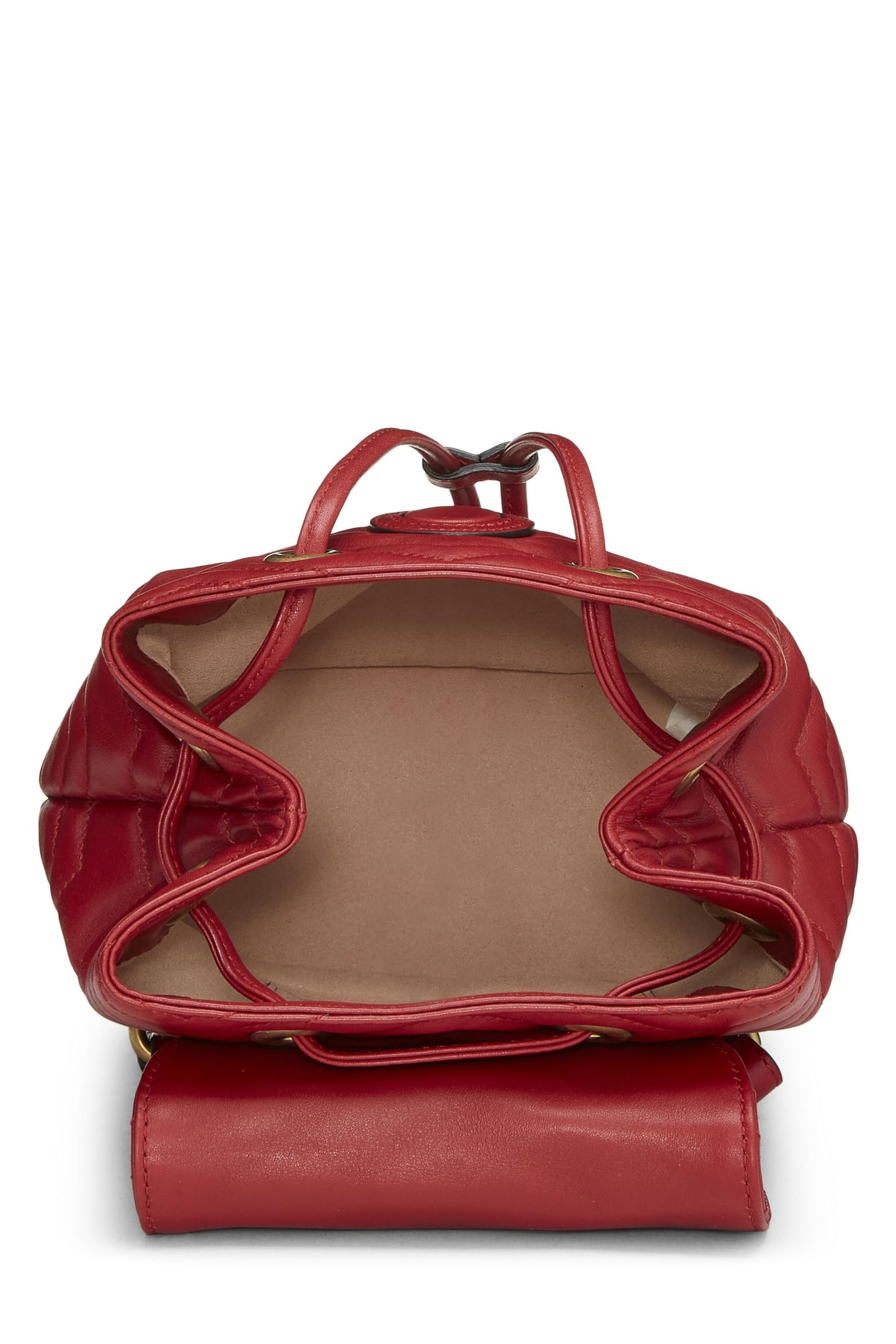 Gucci, Red Leather GG Marmont Backpack Small, Red