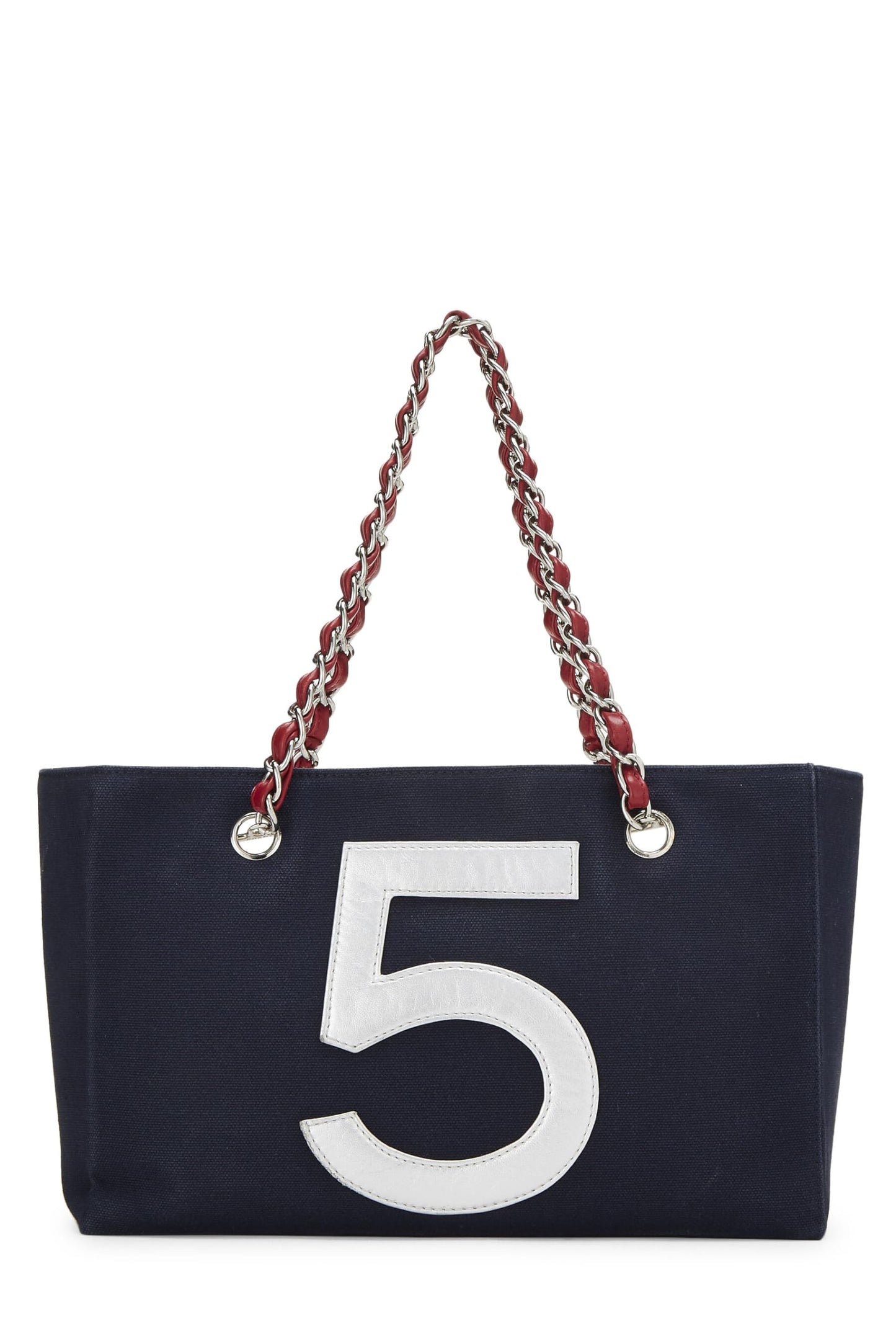 Chanel,  Navy Canvas & Leather No.5 Foil Shopping Tote, Navy