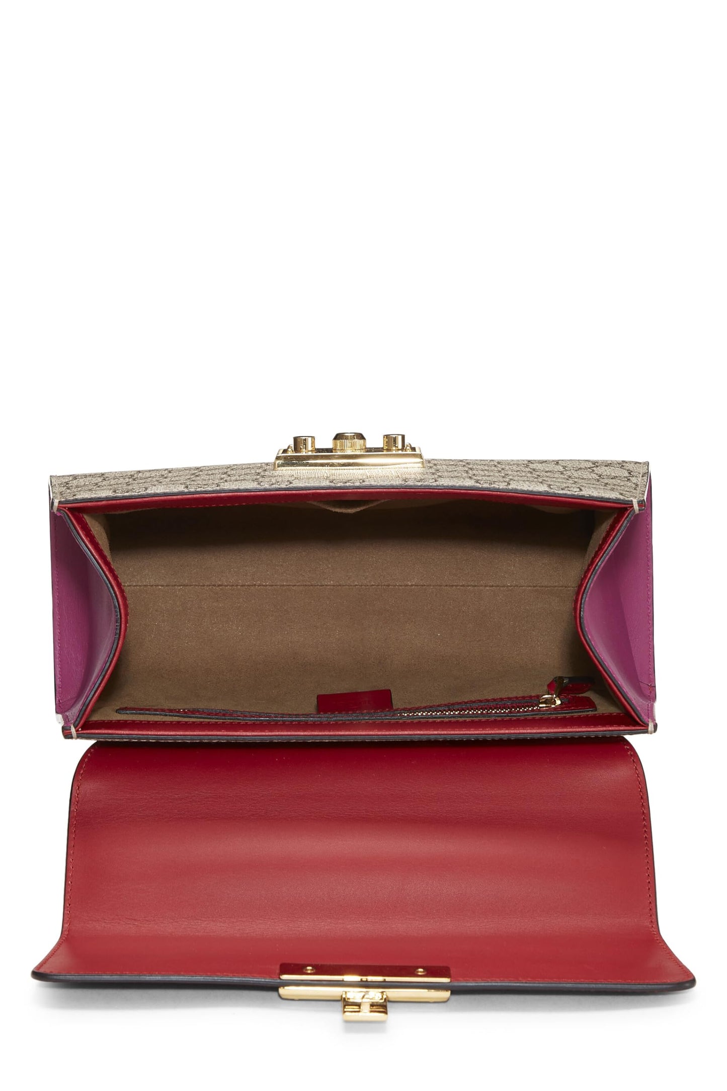 Gucci, Red Original GG Supreme Canvas Padlock Top Handle Bag, Multi