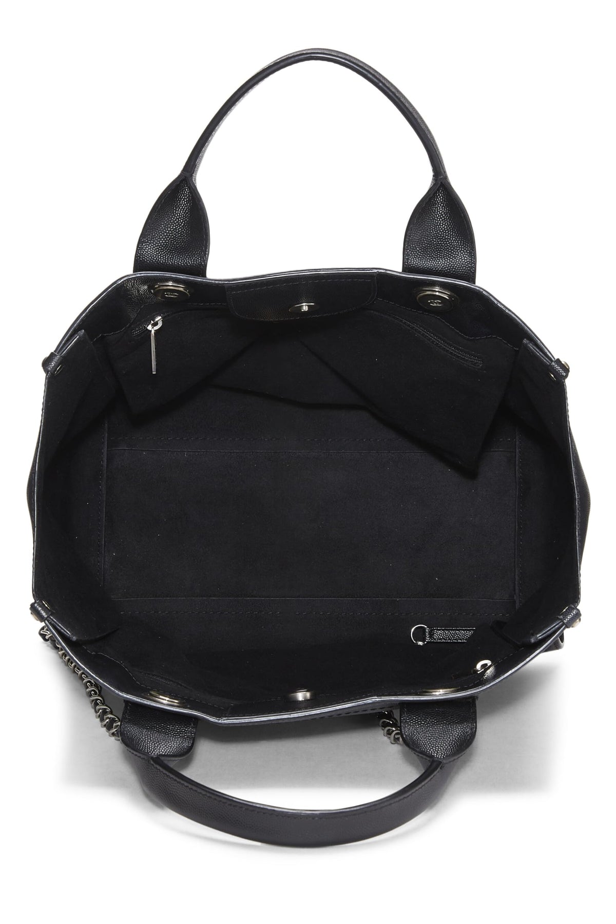 Chanel,  Black Caviar Studded Deauville Shopper Small, Black