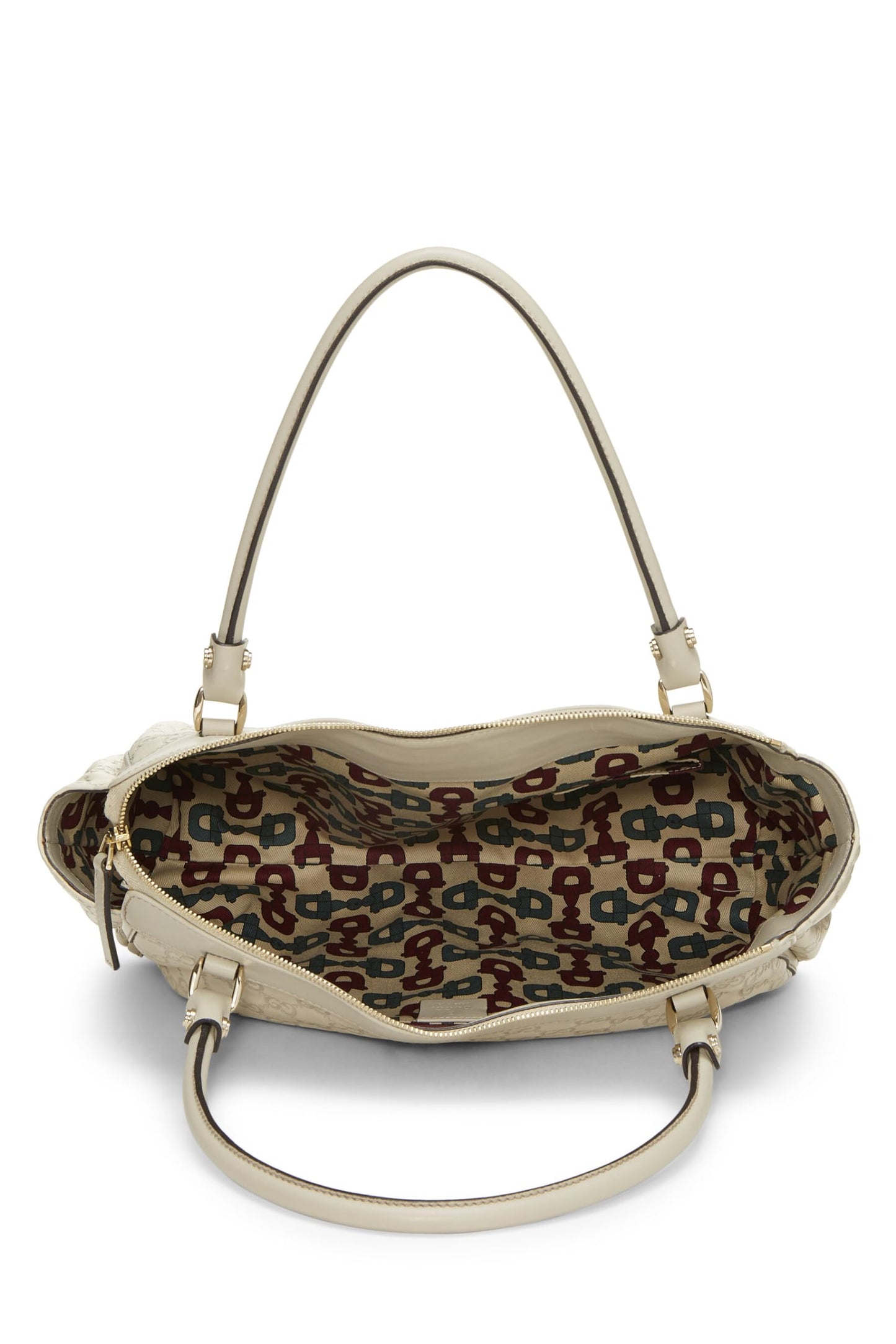 Gucci, White Guccissima D-Ring Abbey Zip Tote, White