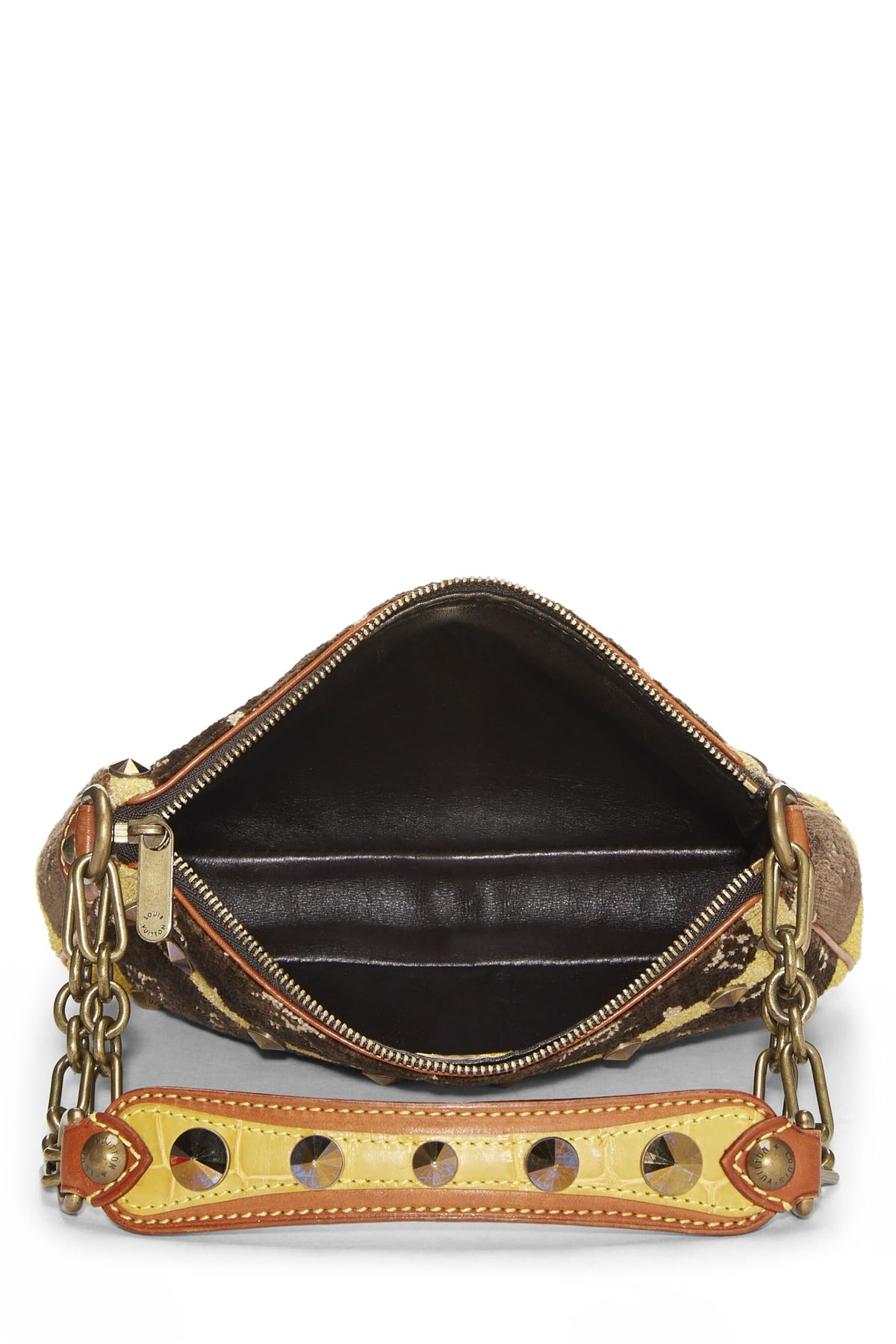 Louis Vuitton,  Brown & Yellow Monogram Velour Trompe L'oeil Pochette, Brown