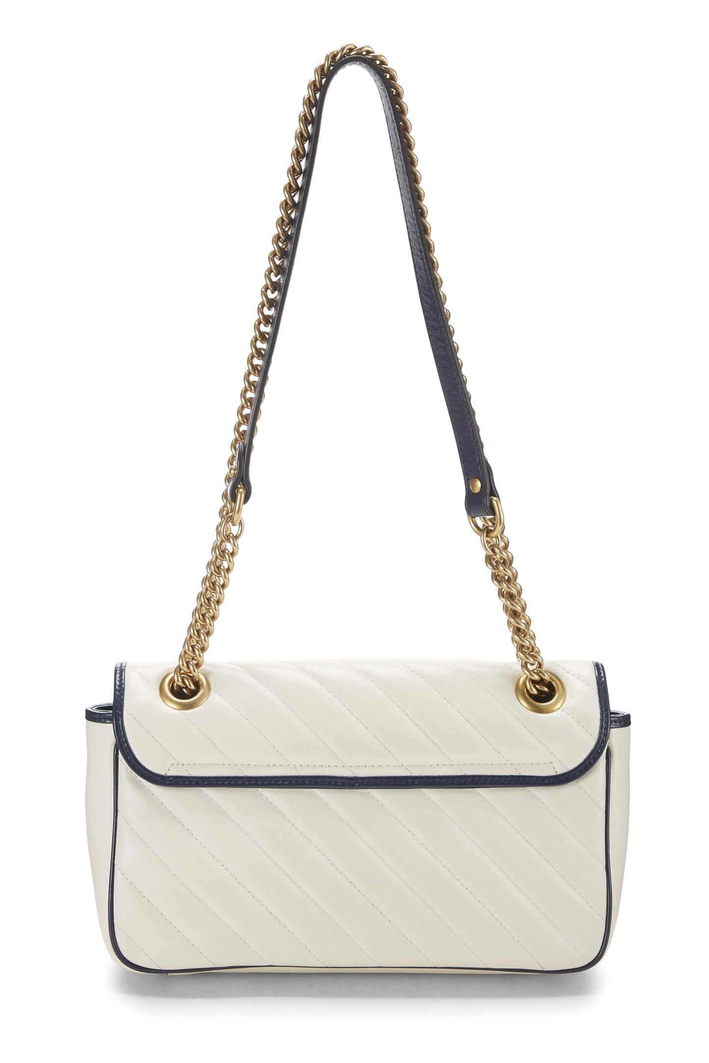 Gucci, White Leather Torchon GG Marmont Shoulder Bag Small, White