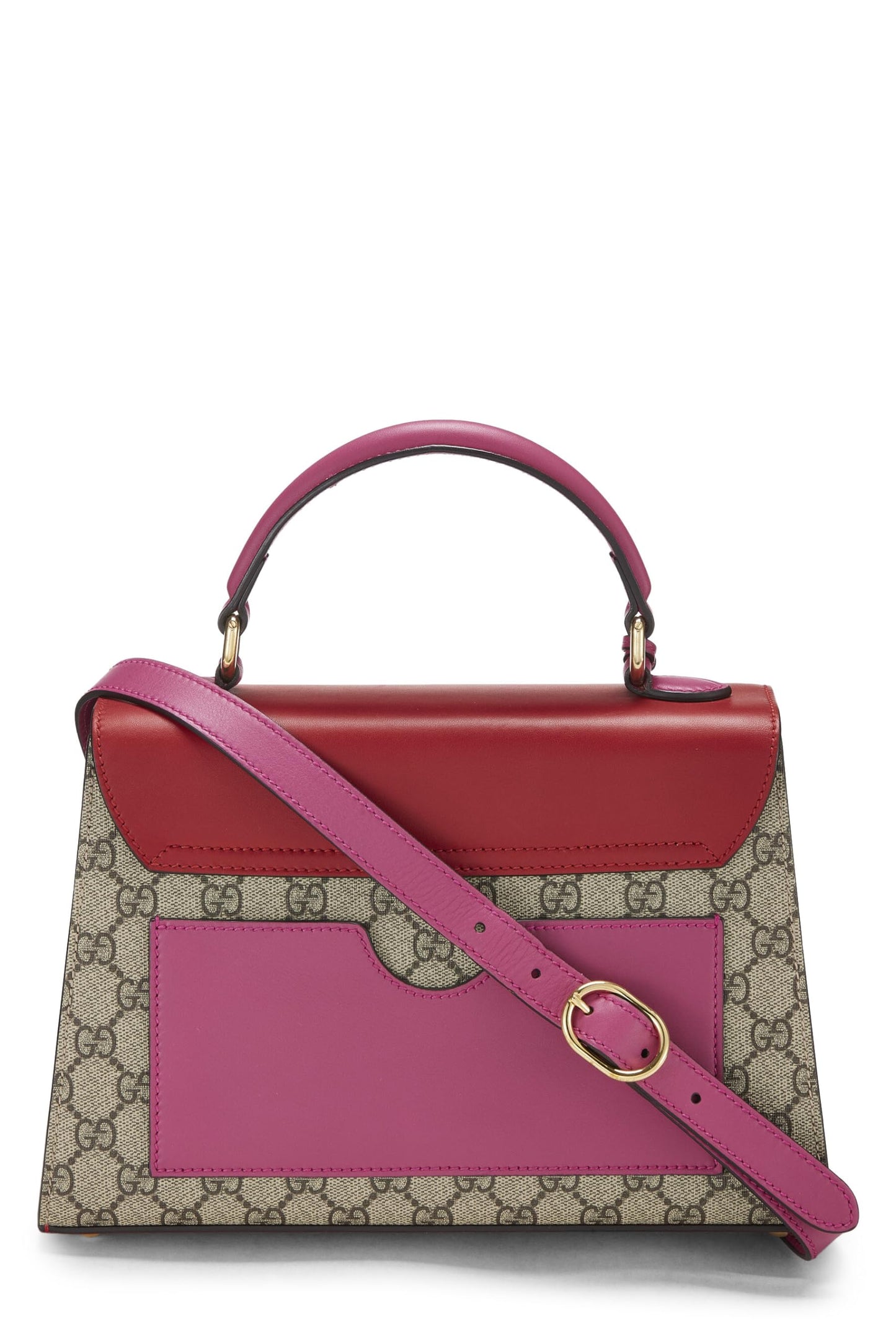 Gucci, Red Original GG Supreme Canvas Padlock Top Handle Bag, Multi