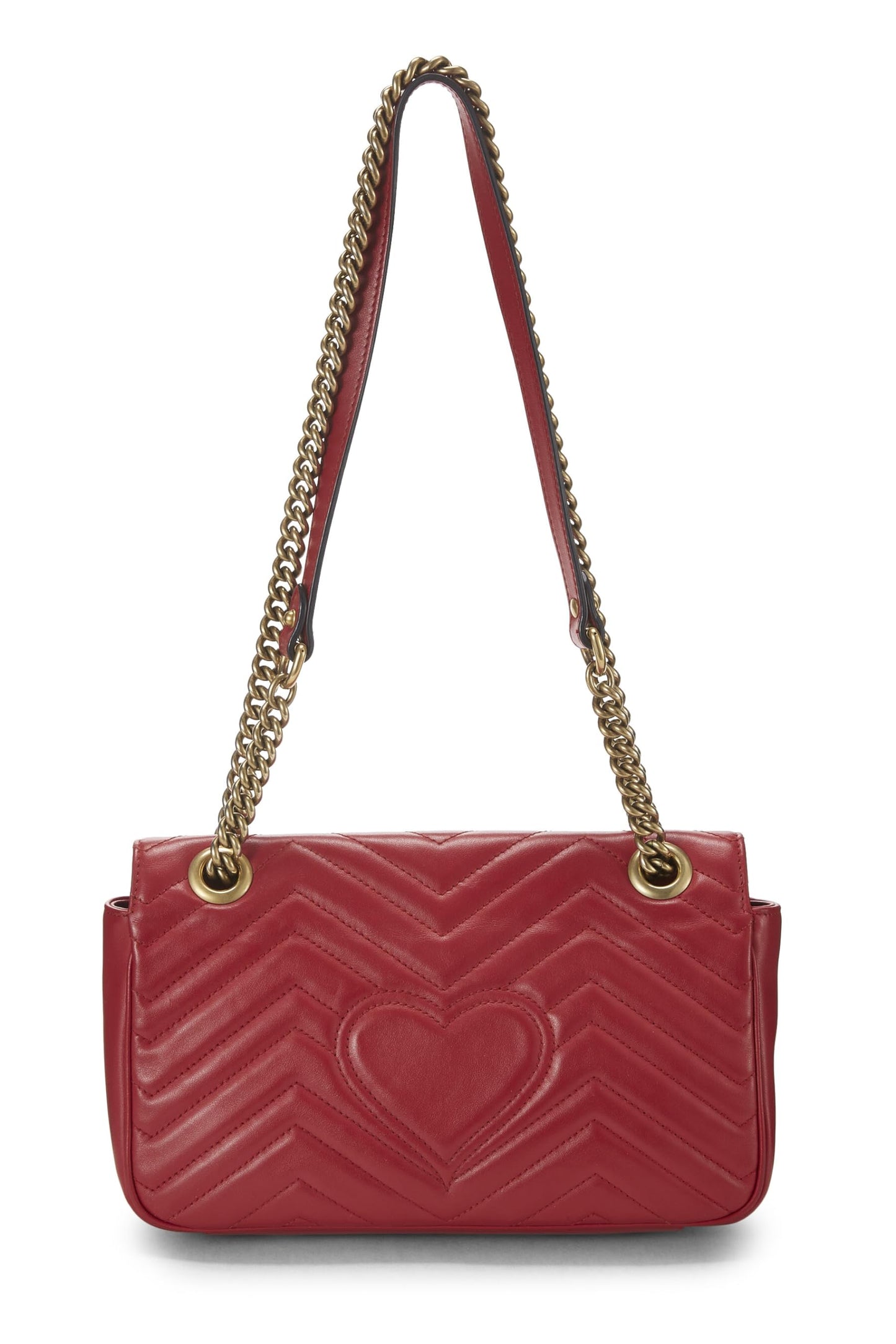 Gucci, Red Leather GG Marmont Shoulder Bag Small, Red