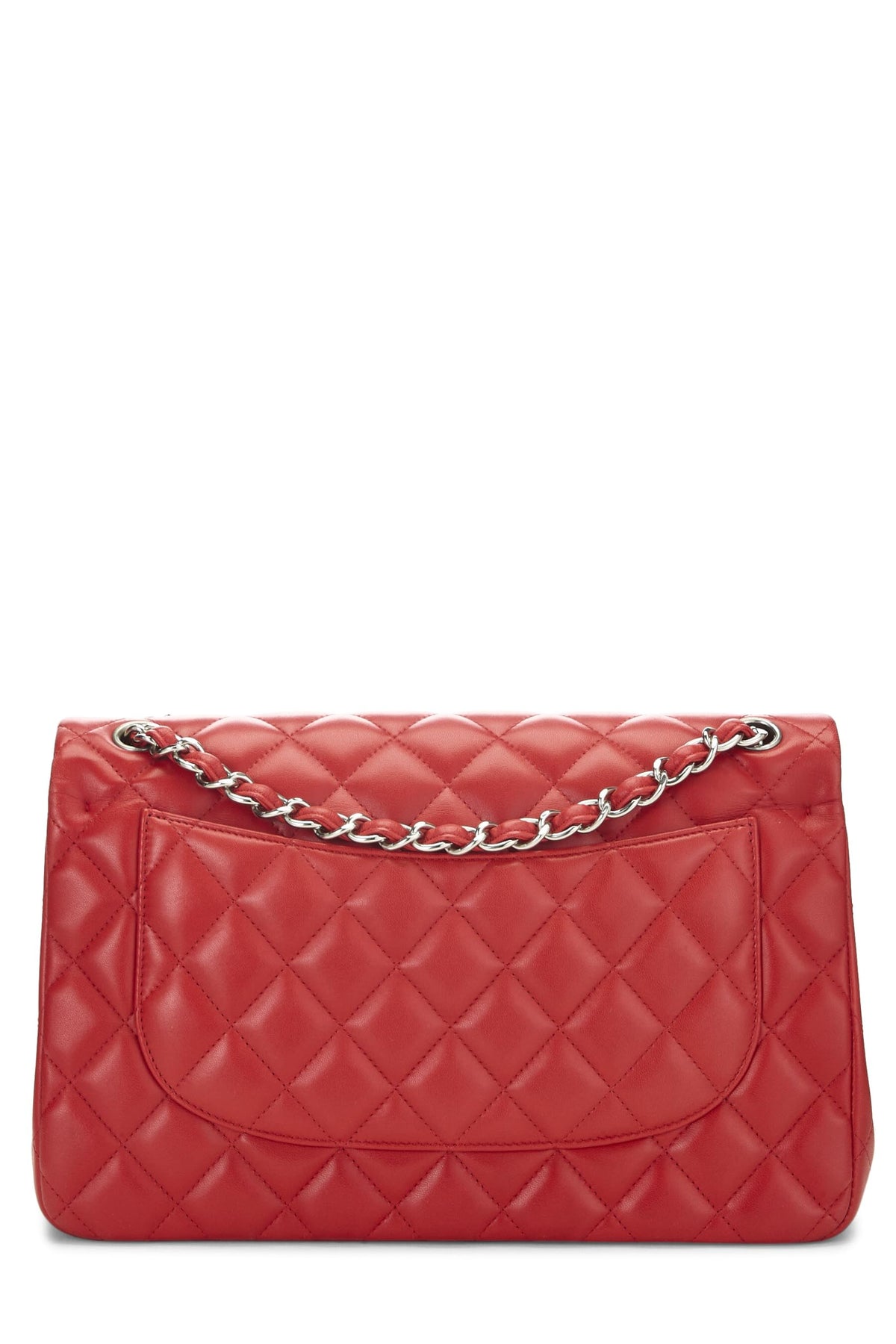 Chanel,  Red Quilted Lambskin New Classic Double Flap Jumbo, Red