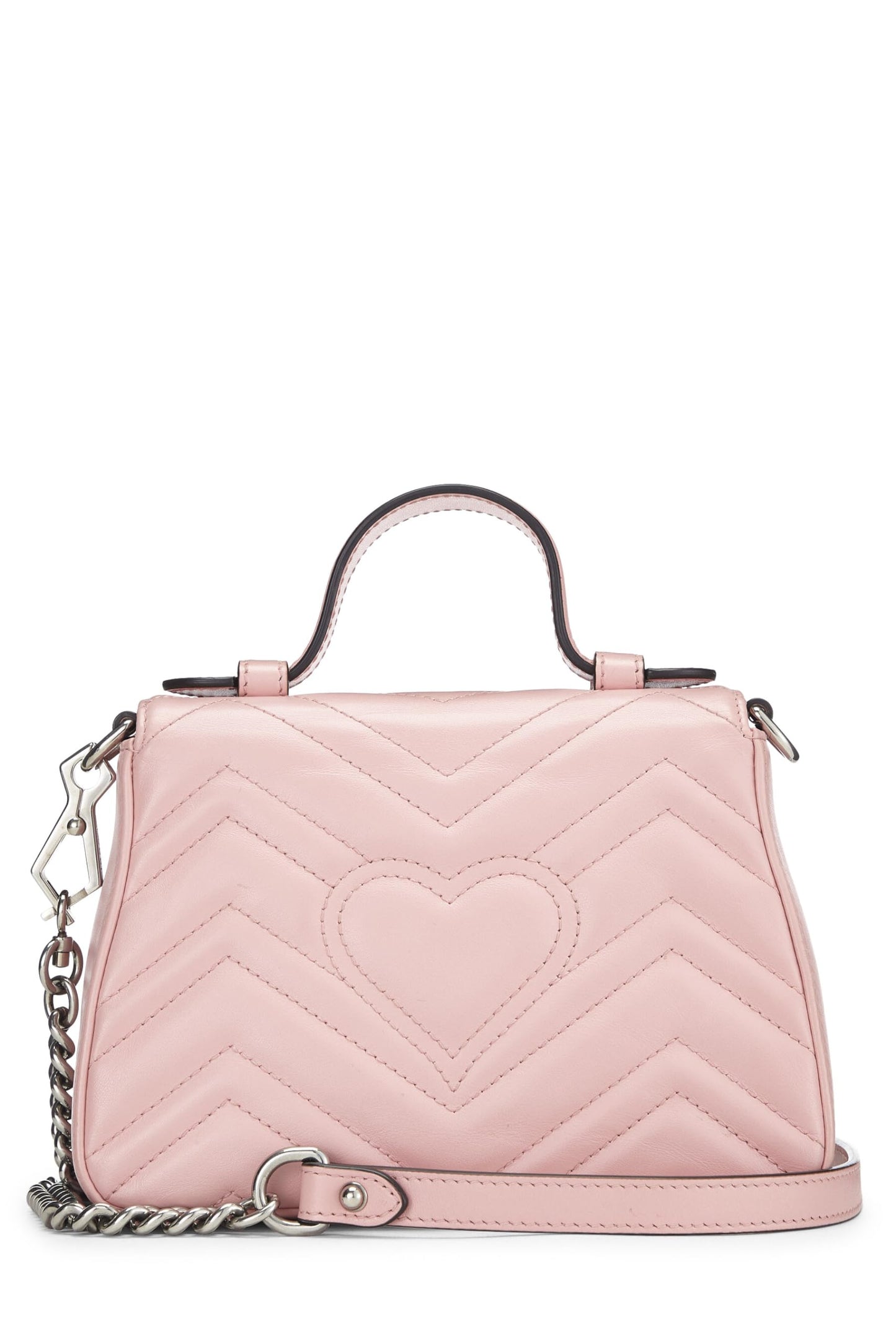 Gucci, Pink Leather GG Marmont Top Handle Flap Bag Mini, Pink