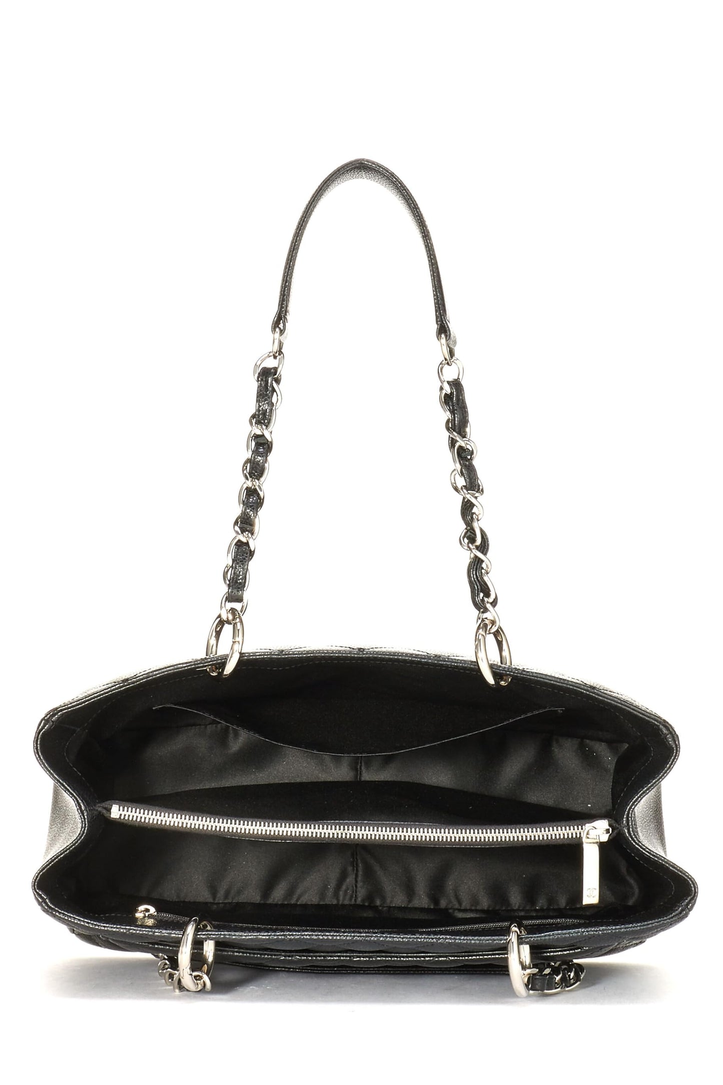 Chanel,  Black Quilted Caviar Grand Shopping Tote (GST), Black