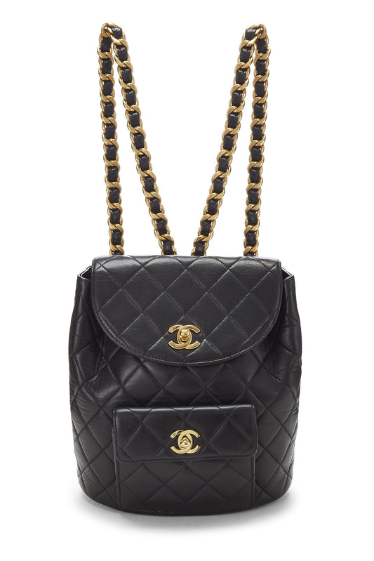 Chanel,  Black Quilted Lambskin 'CC' Classic Backpack Medium, Black