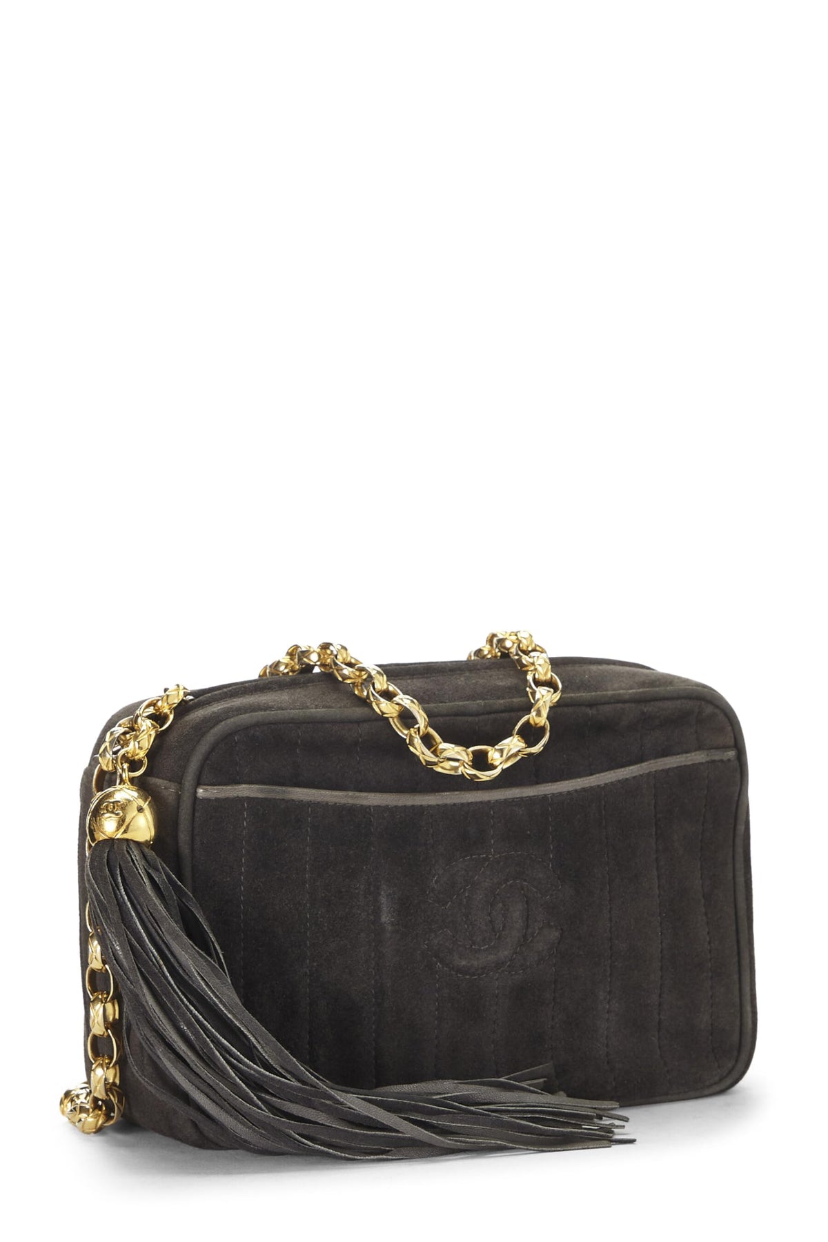 Chanel,  Grey Suede Pocket Camera Bag Mini, Grey