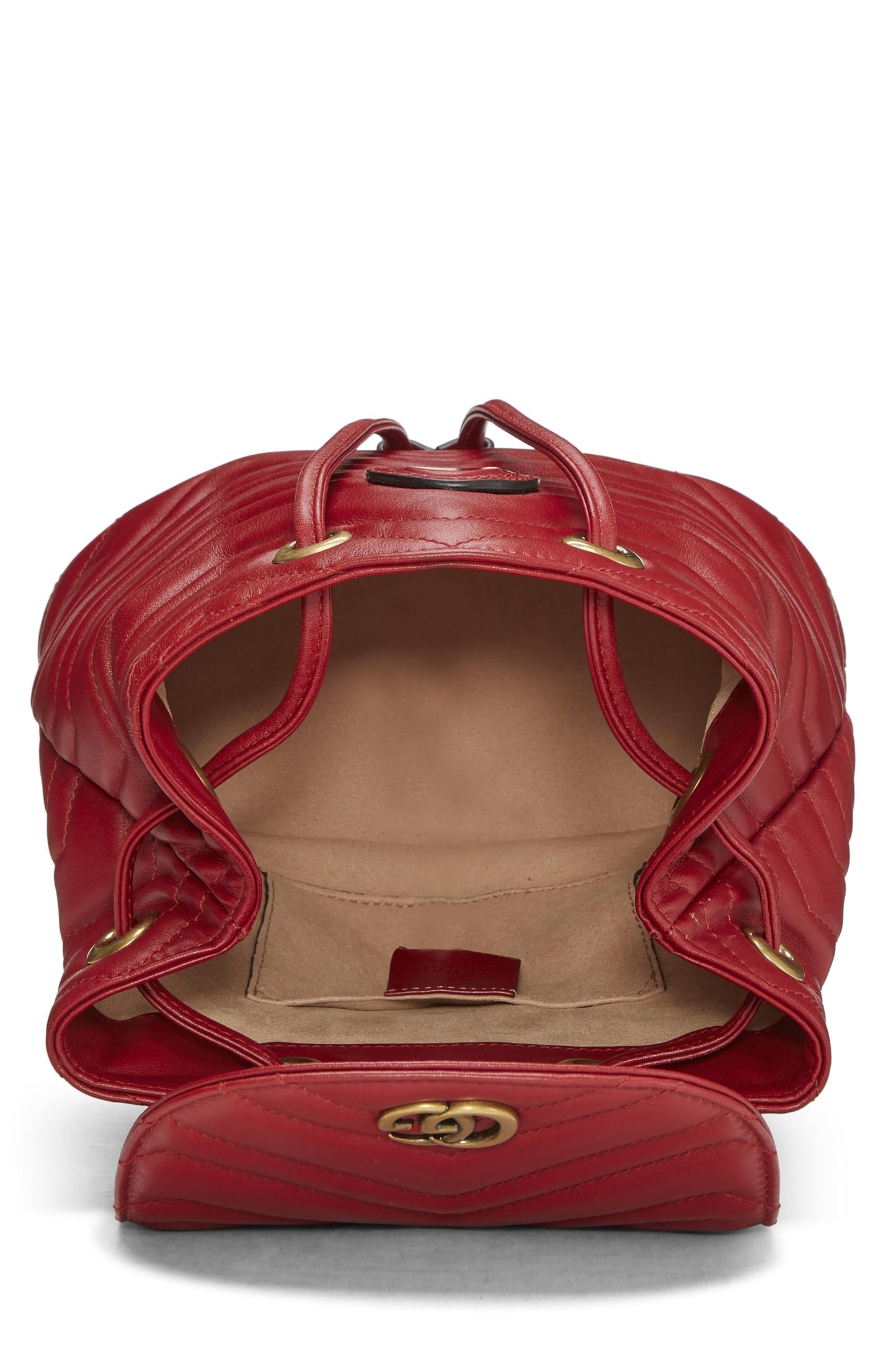Gucci, Red Leather GG Marmont Backpack Small, Red