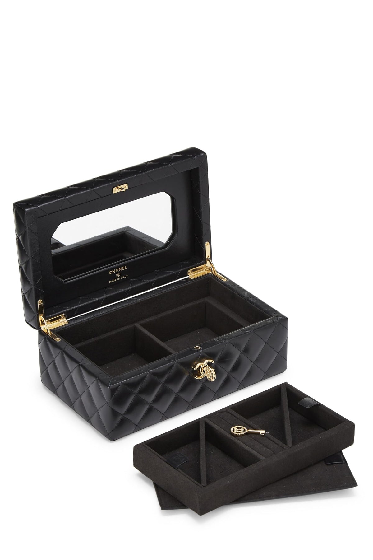 Chanel,  Black Quilted Lambskin Jewelry Chest Small, Black