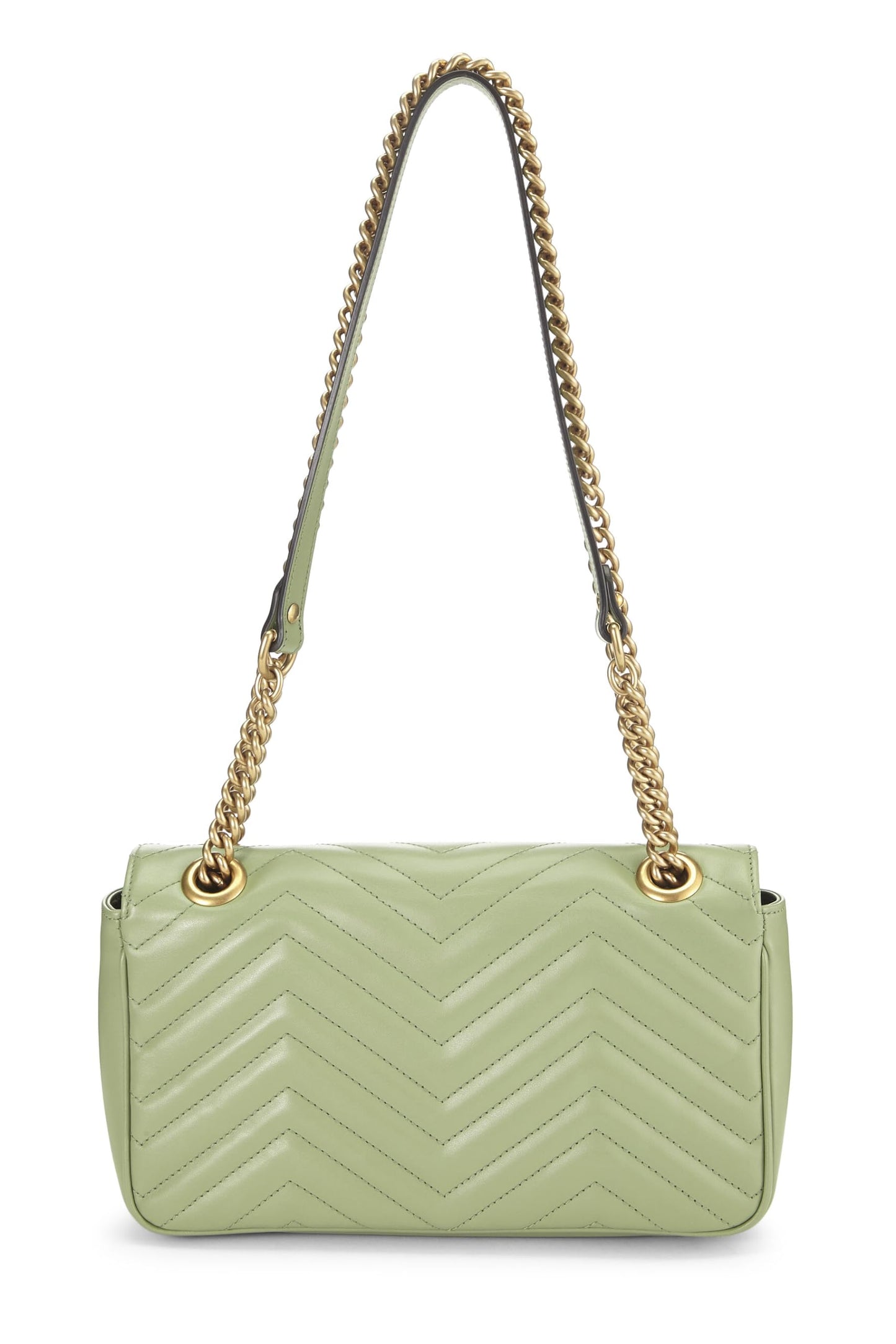 Gucci, Green Leather Torchon GG Marmont Shoulder Bag Small, Green