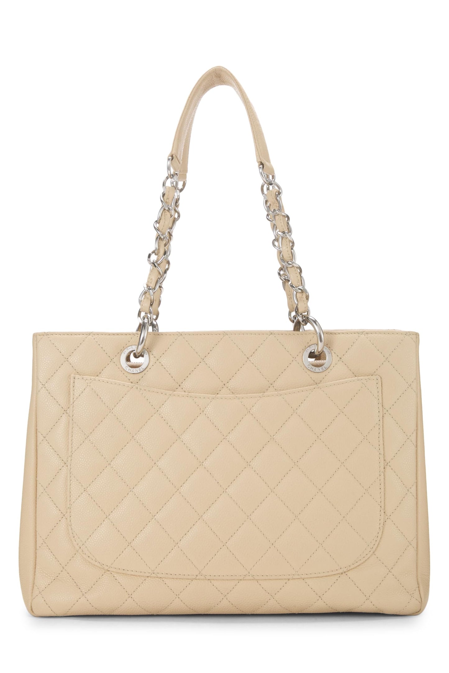 Chanel,  Beige Quilted Caviar Grand Shopping Tote (GST), Beige