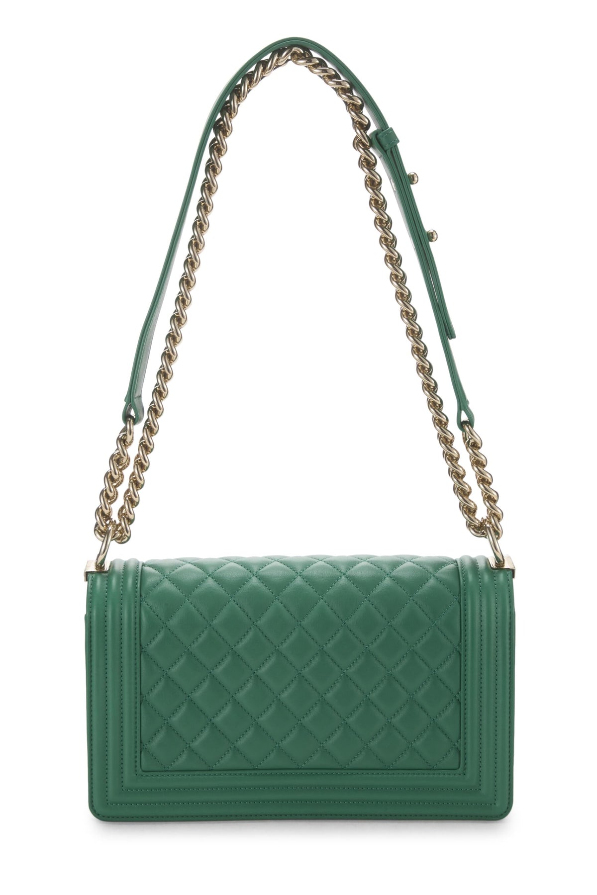 Chanel,  Green Quilted Lambskin Boy Bag Medium, Green