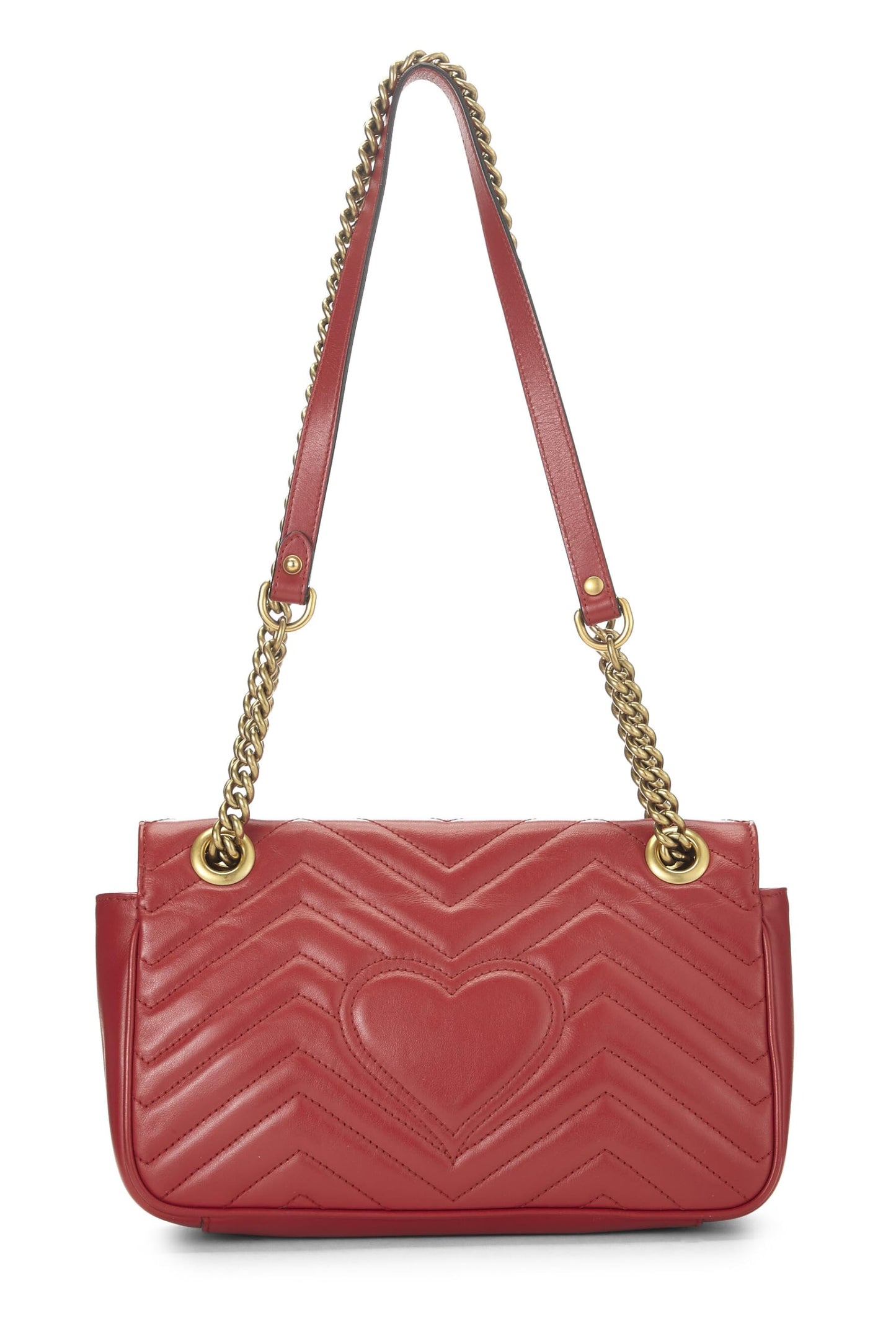 Gucci, Red Leather GG Marmont Shoulder Bag Small, Red