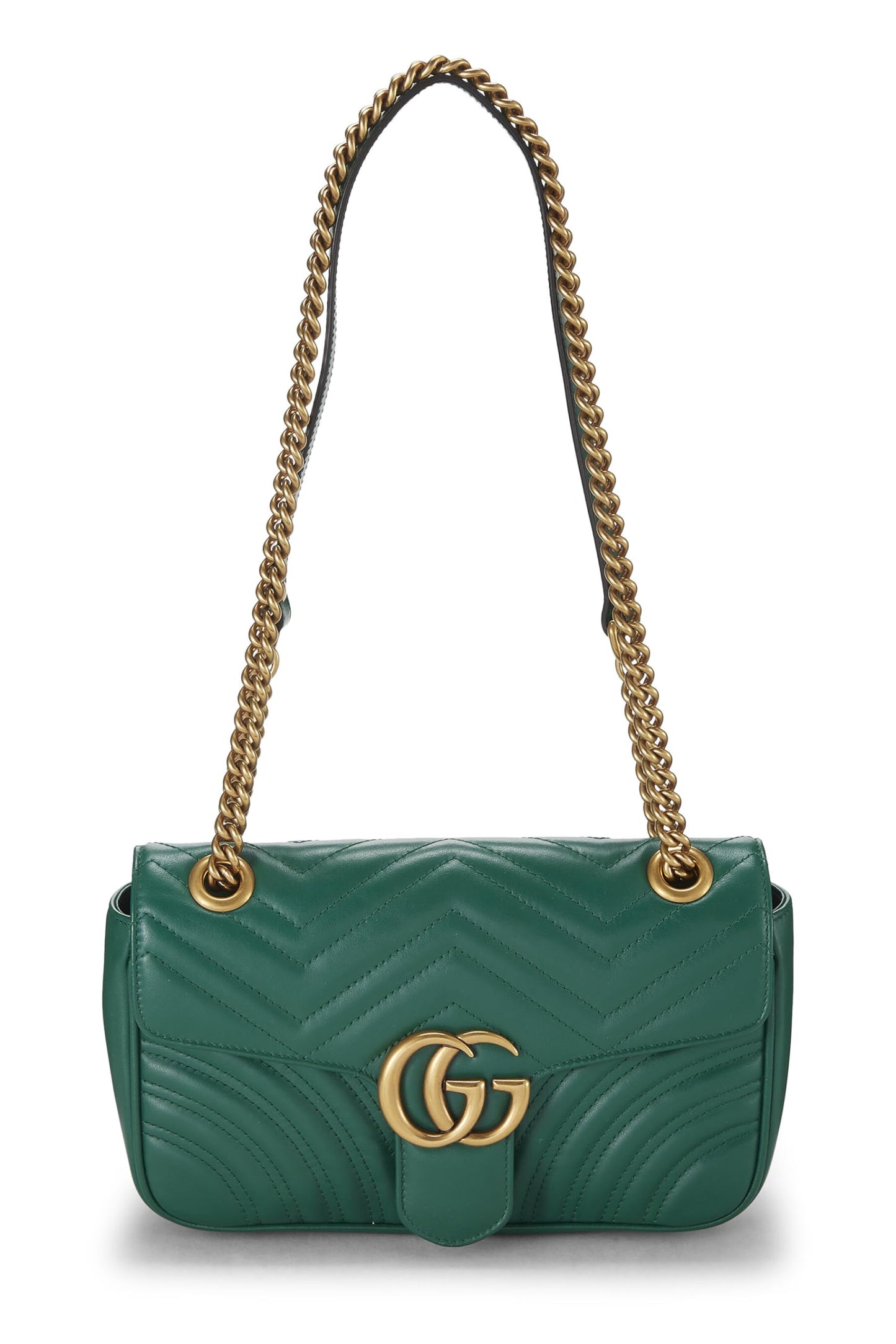 Gucci, Green Leather GG Marmont Matelassé Mini, Green