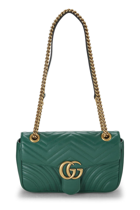 Gucci, Green Leather GG Marmont Matelassé Mini, Green