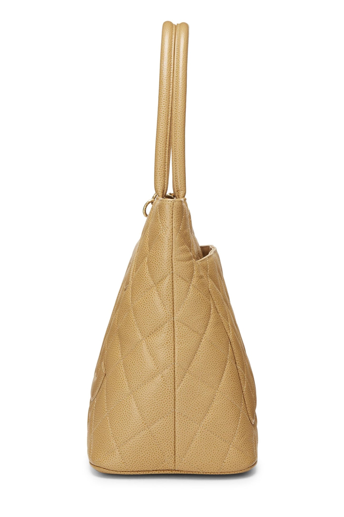 Chanel,  Beige Quilted Caviar Medallion Tote, Beige