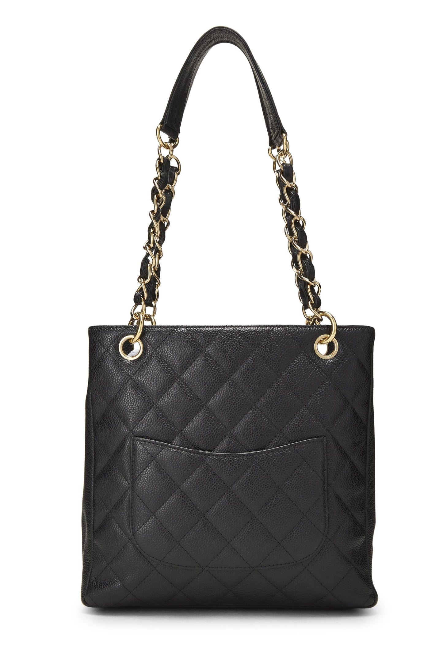 Chanel,  Black Quilted Caviar Petite Shopping Tote (PST), Black