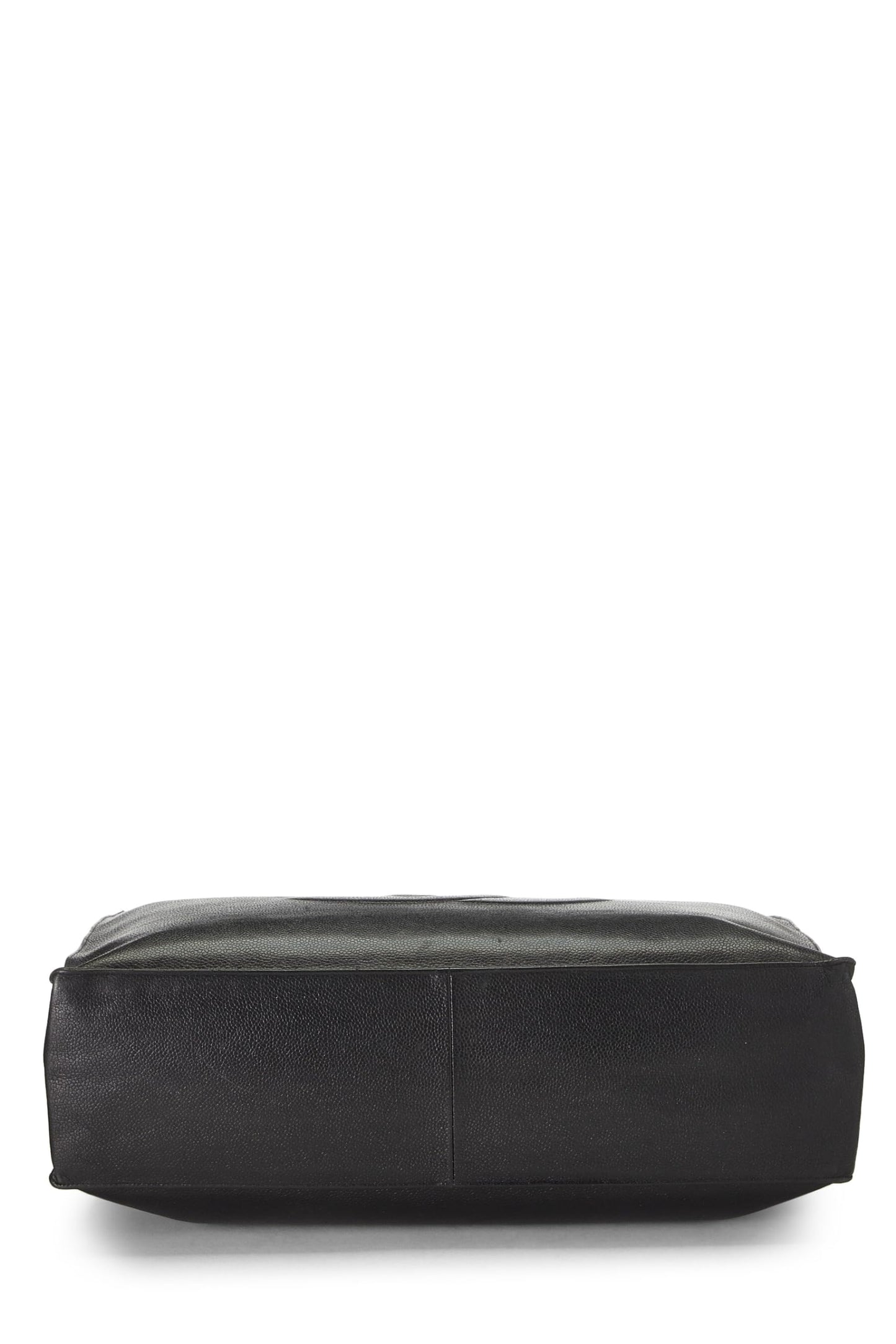 Chanel,  Black Caviar Flat Chain Handle Tote Medium, Black