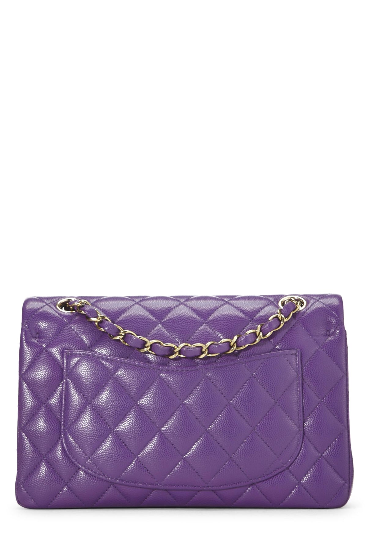 Chanel,  Purple Quilted Caviar Classic Double Flap Small, Purple