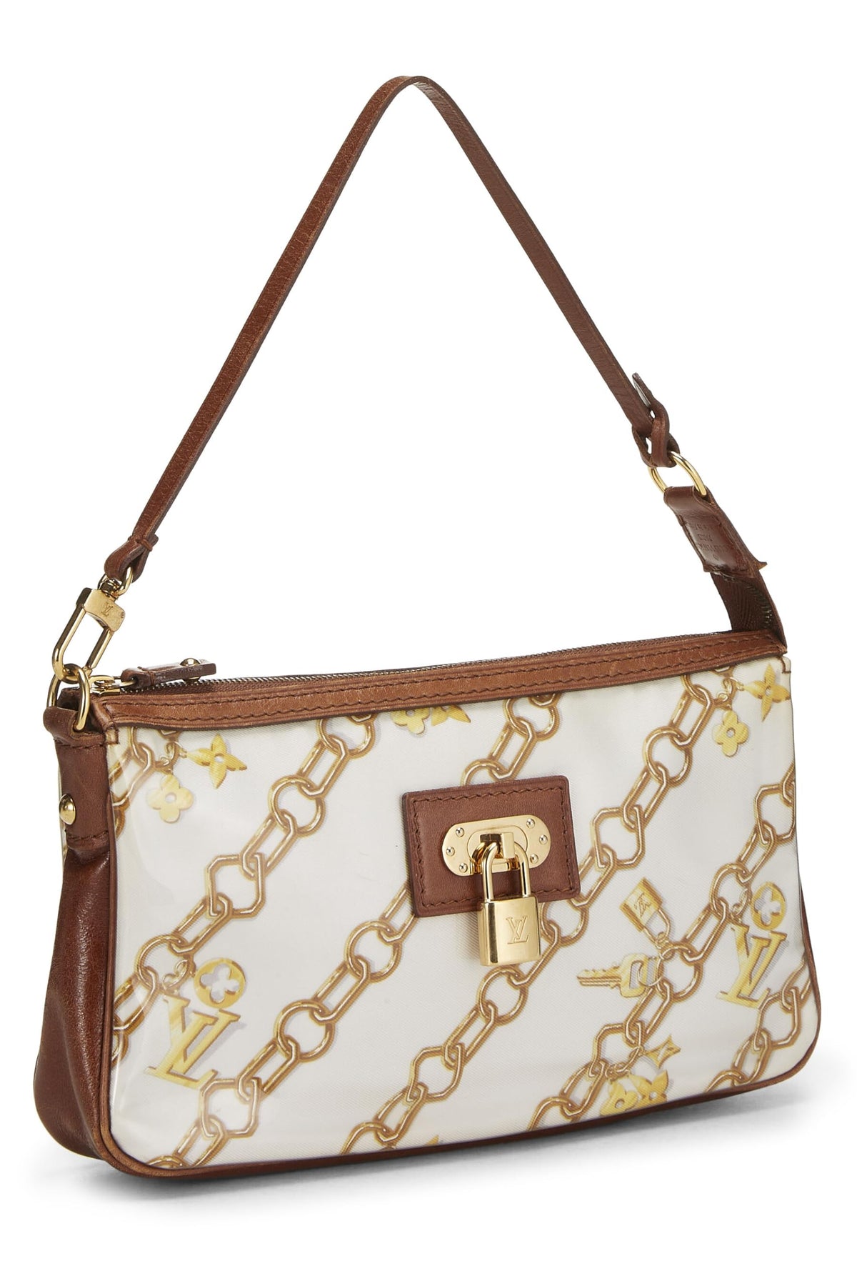 Louis Vuitton,  White Monogram Vinyl Charms Pochette Accessoires, White