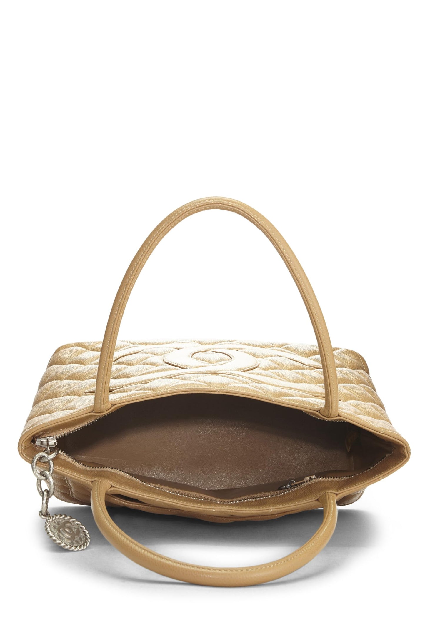 Chanel,  Beige Quilted Caviar Medallion Tote, Beige