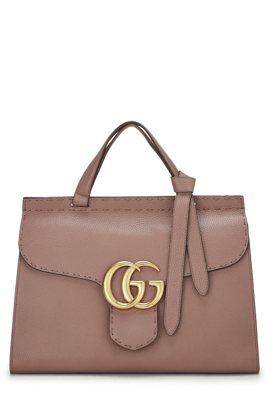 Gucci, Pink Leather Marmont Top Handle Flap Bag, Pink
