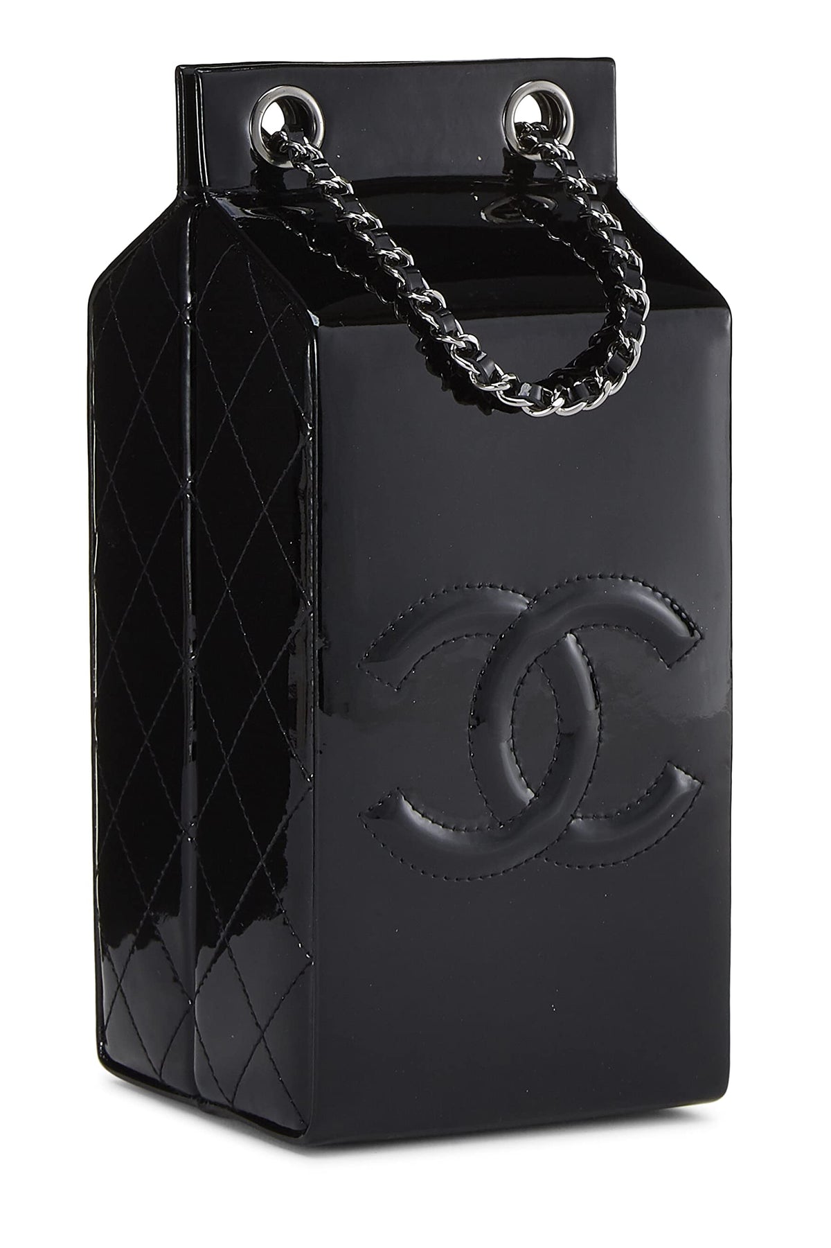 Chanel,  Black Patent Leather Milk Carton Bag, Black