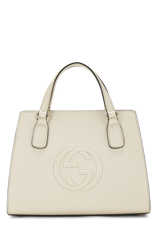 Gucci, Cream Grained Leather Soho Handbag, White
