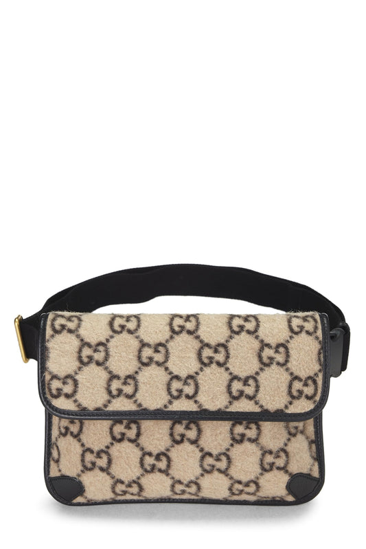 Gucci, Beige & Black Original GG Wool Waist Pouch, Black